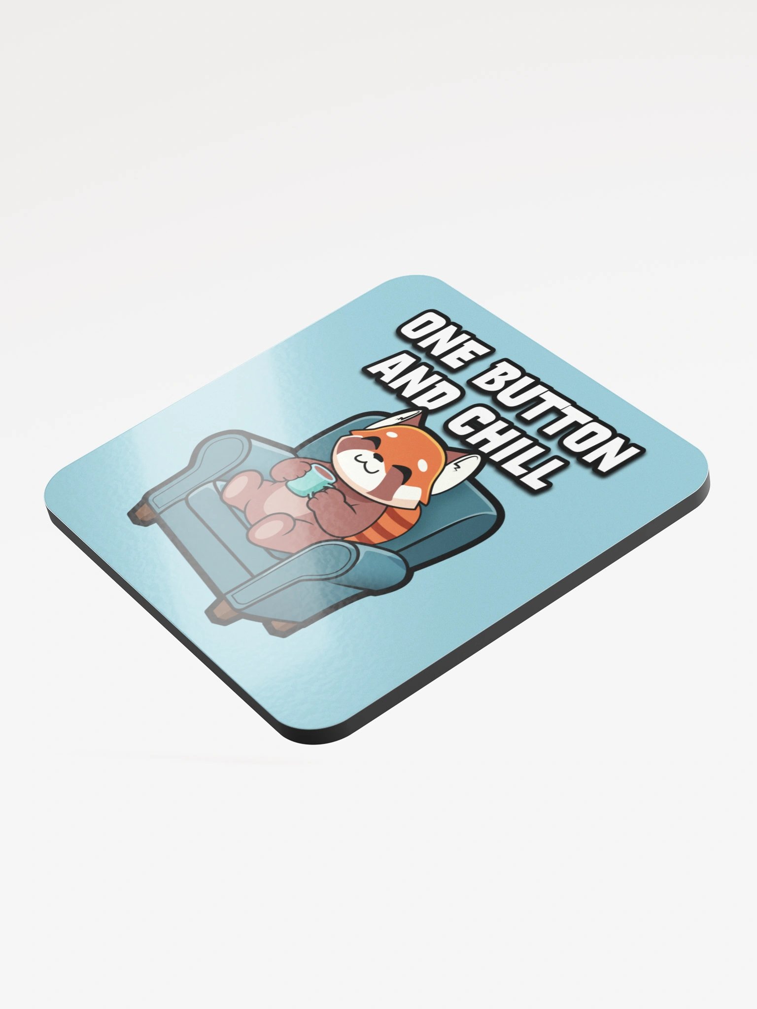 One Button and Chill - Glossed Cork Coaster product image (3)