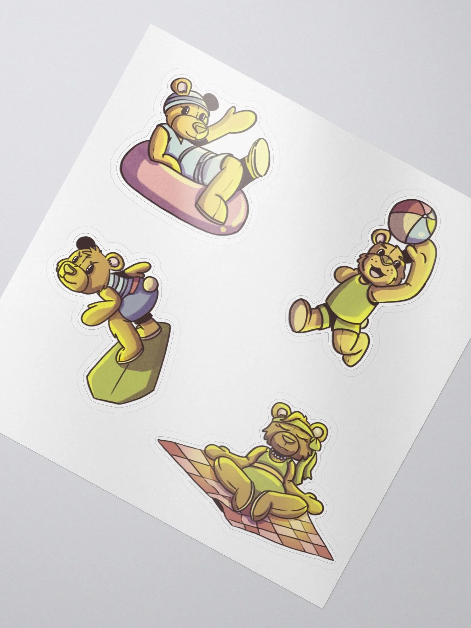 1950s Style Teddy Bears at the Beach Sticker Set - Retro Summer Decals product image (2)