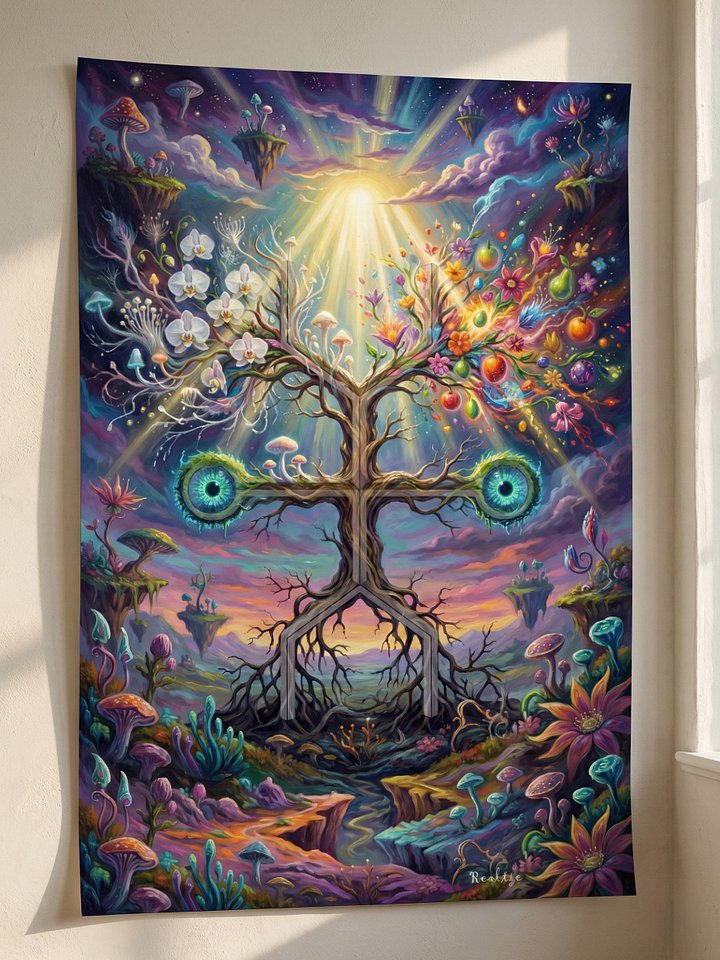 Realize | Sacred Circuits Glyph #11 – Surreal Visionary Awakening Art - Vertical Poster product image (1)