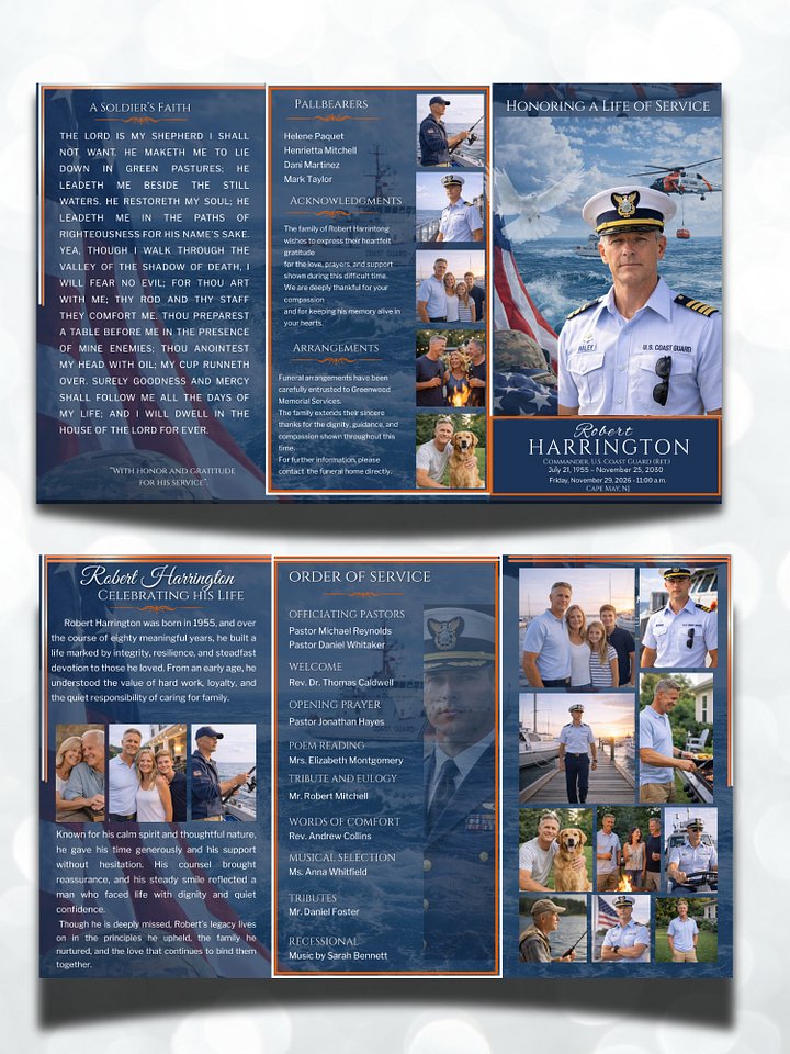 Coast Guard Lifesaving Hero Funeral Program Template for Canva product image (2)