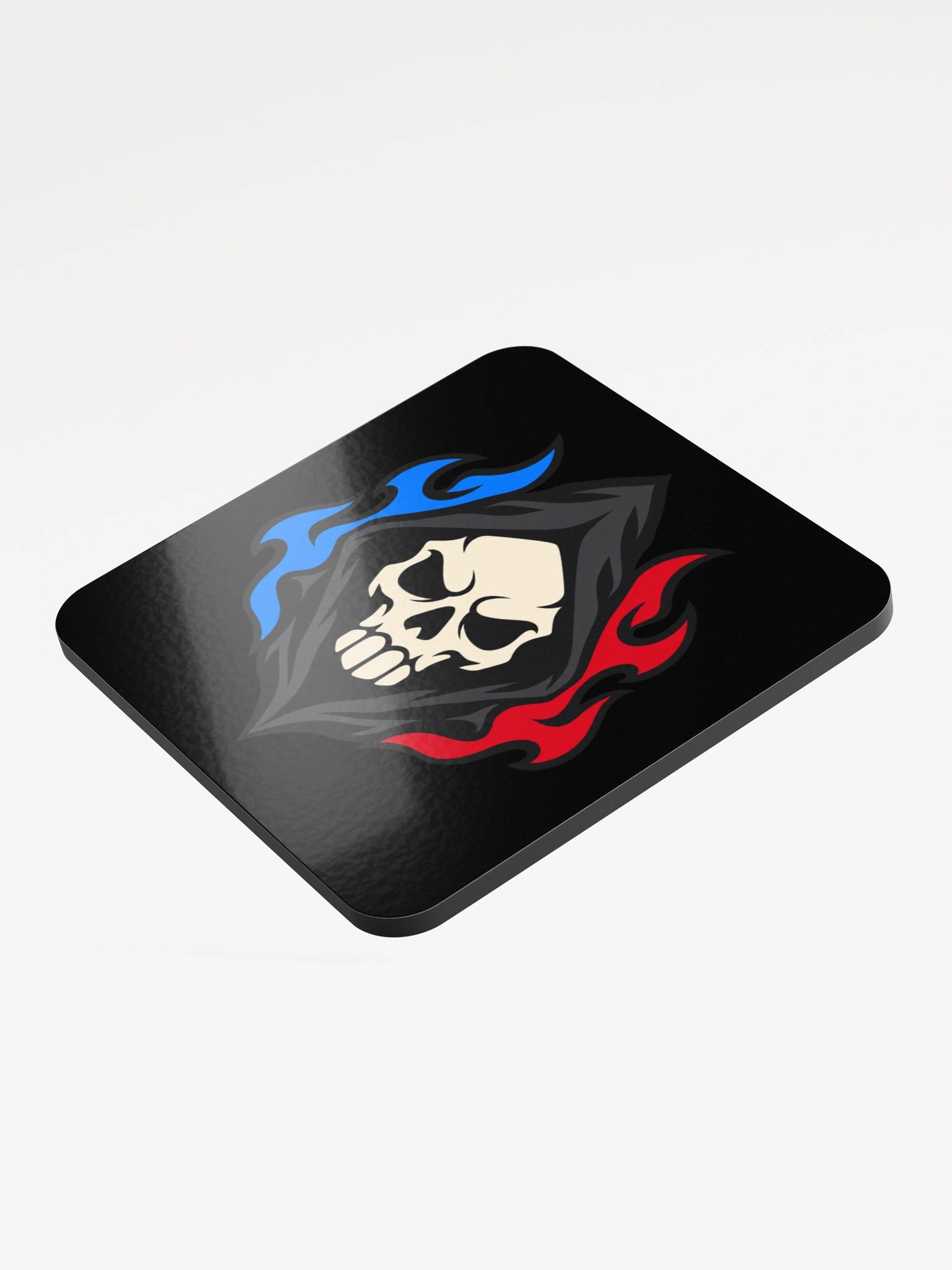 Hooded Skull - Red & Blue Flame Coaster (Black) product image (3)