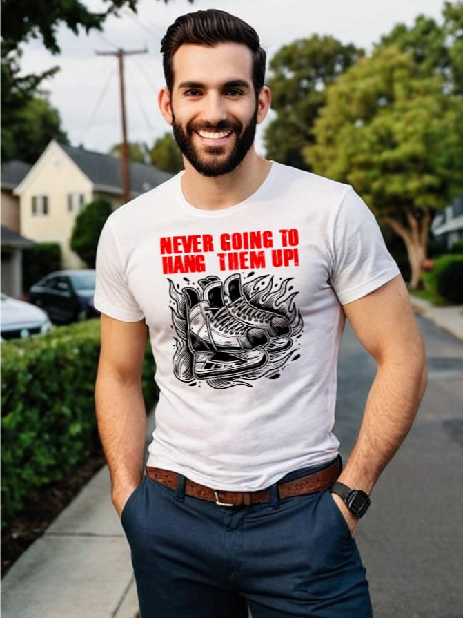 Funny Hockey T-Shirt – Never Going to Hang Them Up – Beer League Hockey Shirt for Men – Gift for Lifelong Hockey Players product image (2)