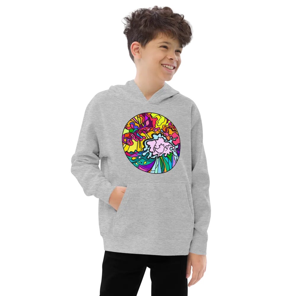 Vibrant Mosaic Youth Fleece - Wave at Sunset product image (8)