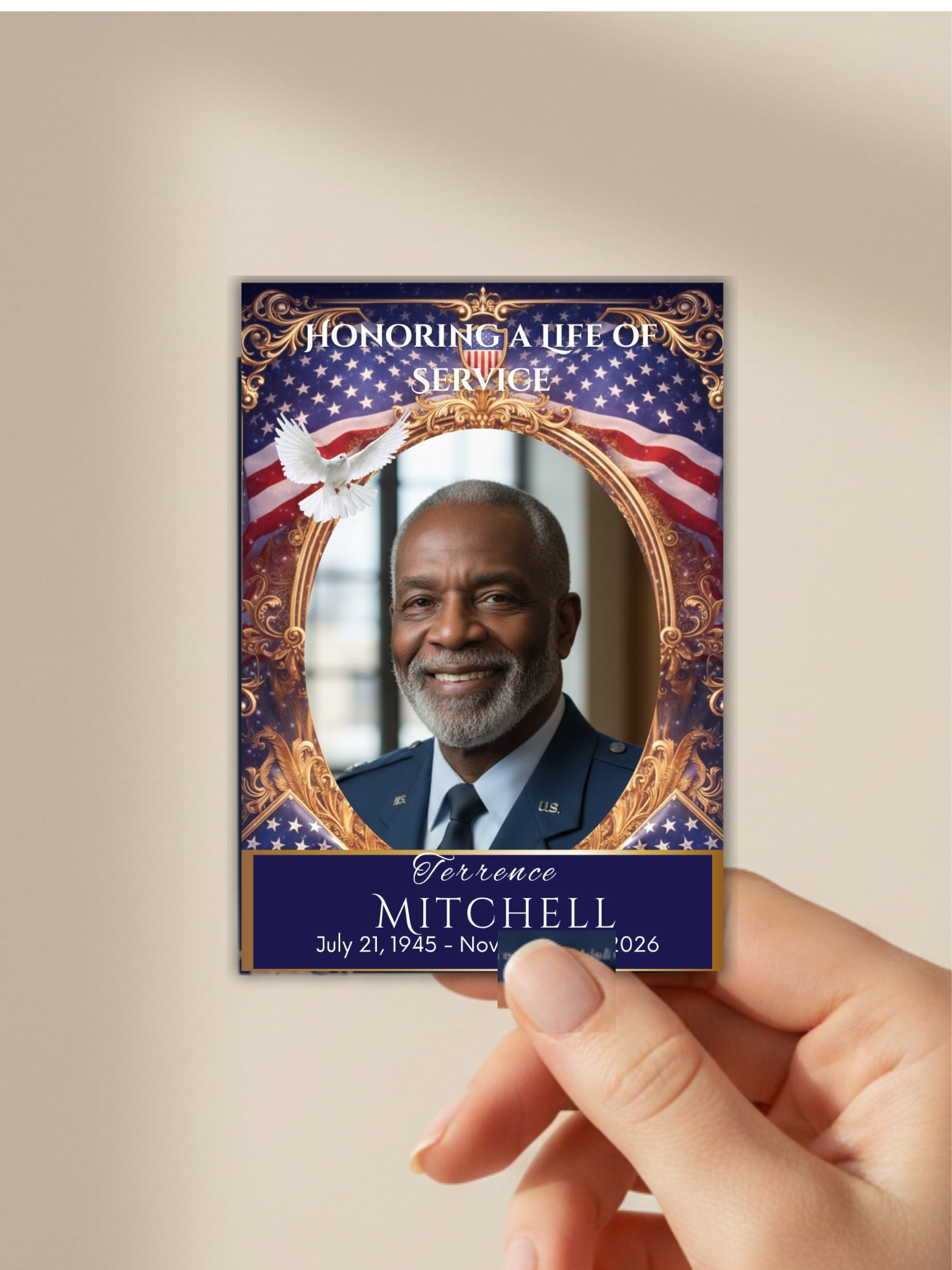 Military Funeral Prayer Card Template, Editable Canva Memorial Card for Veterans and Service Members product image (3)