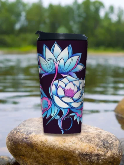 Blue Lotus Bloom - Stainless Steel Travel Mug product image (2)
