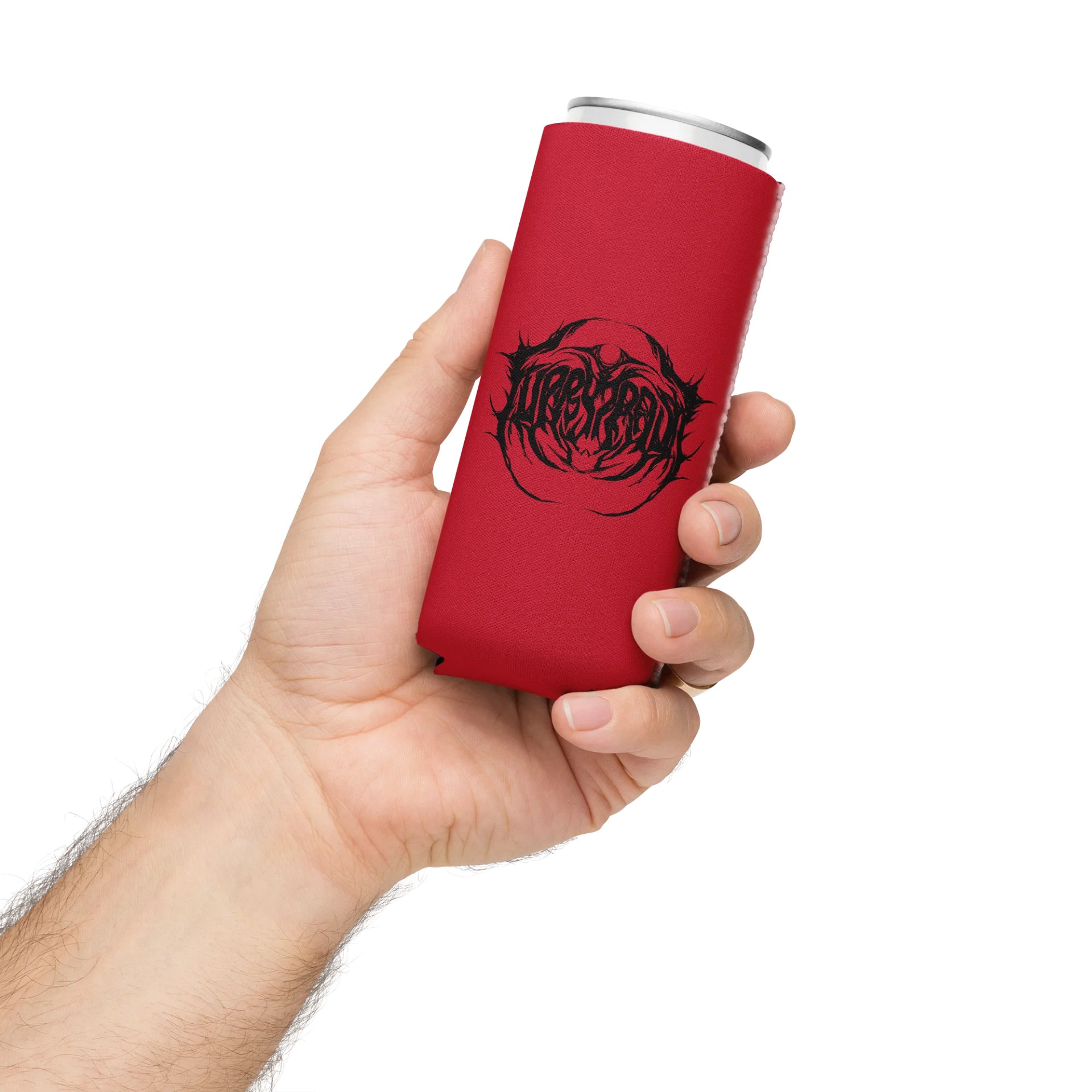 Metal Logo Koozie - Black Print on Red product image (12)
