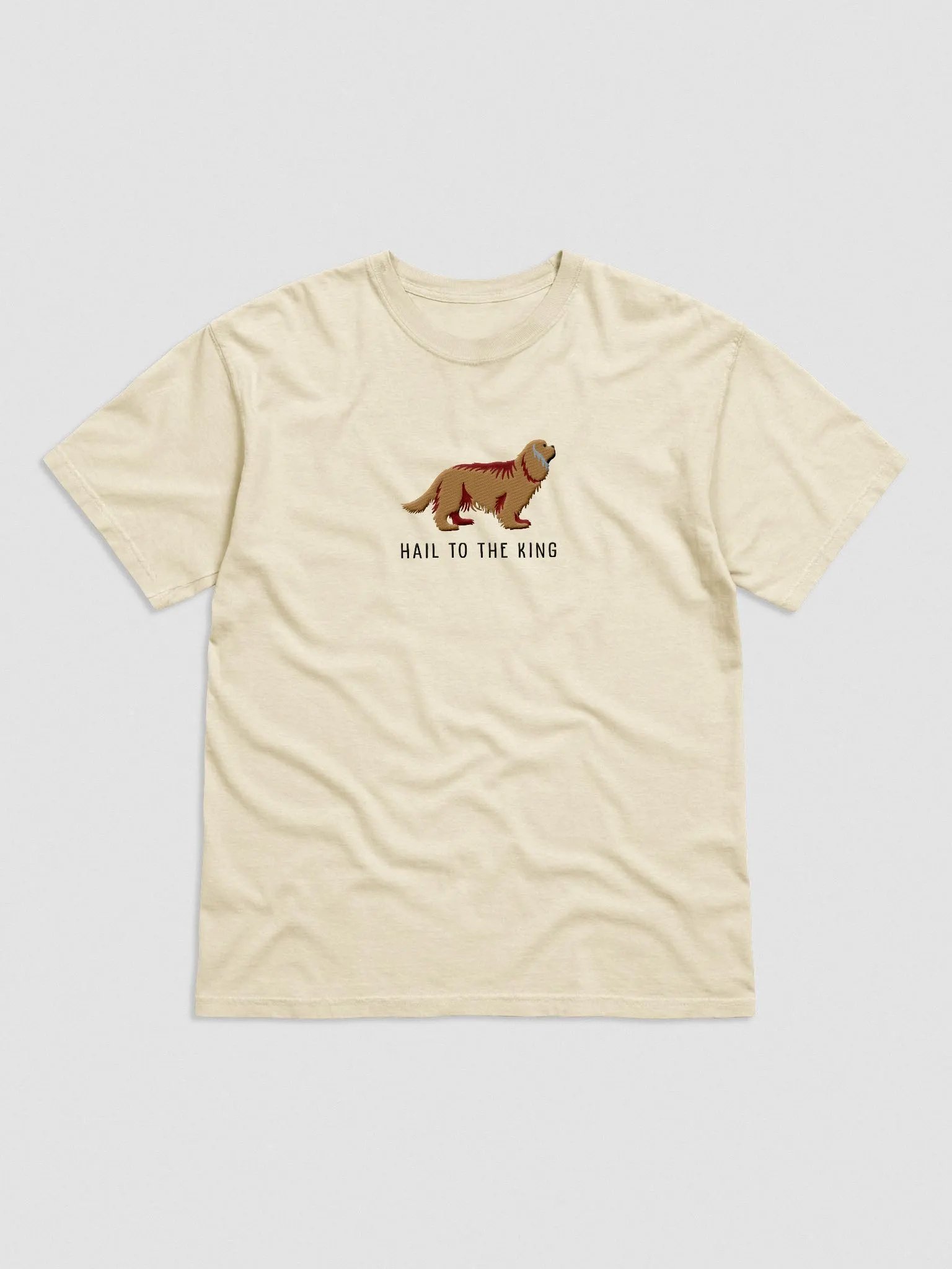 Hail to the King T-Shirt(Embroidered) of a Cavalier King Charles Spaniel(Ruby) product image (4)