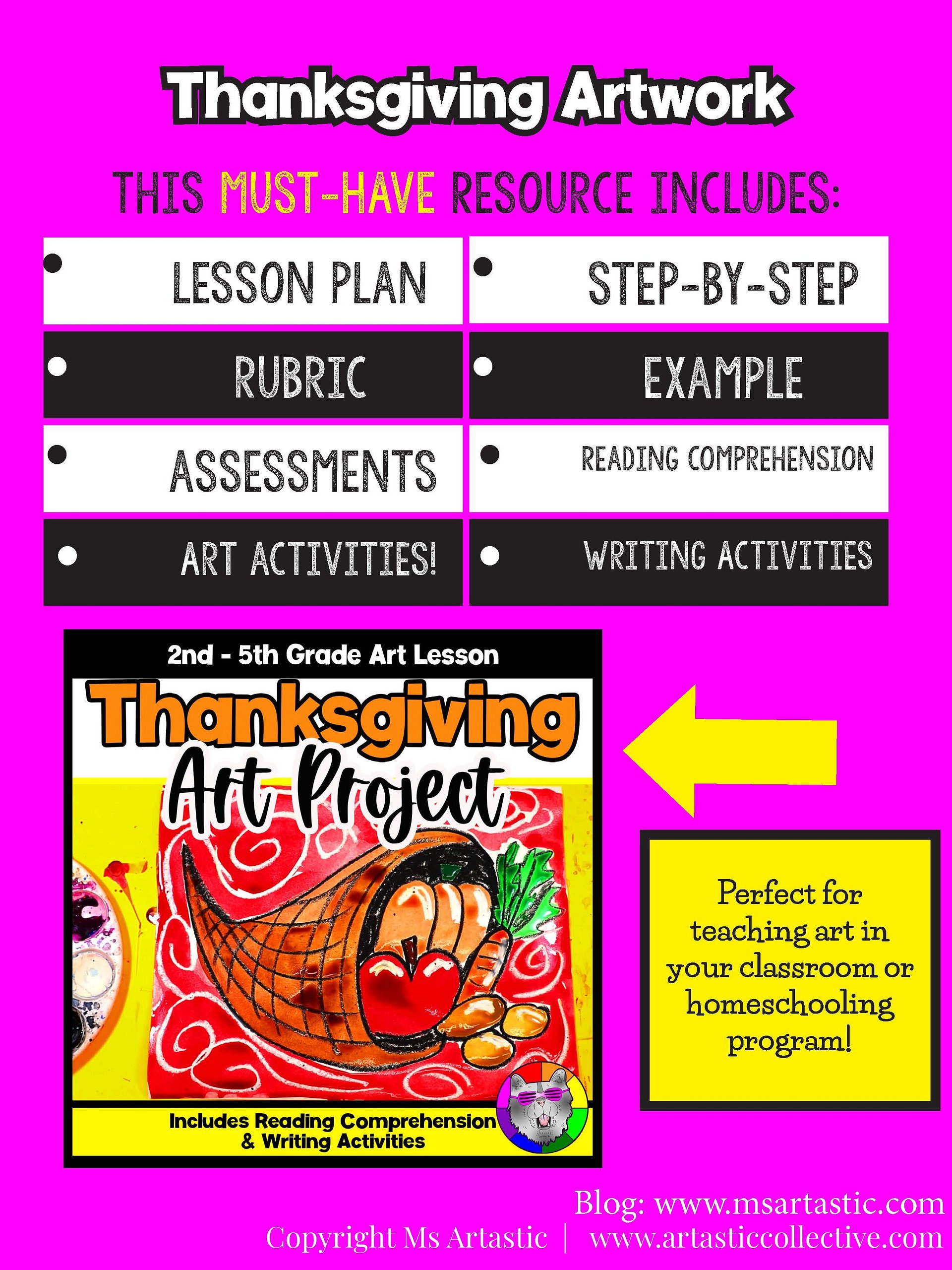 Thanksgiving Art Project Horn of Plenty Art Lesson Thanksgiving Art Activity product image (5)