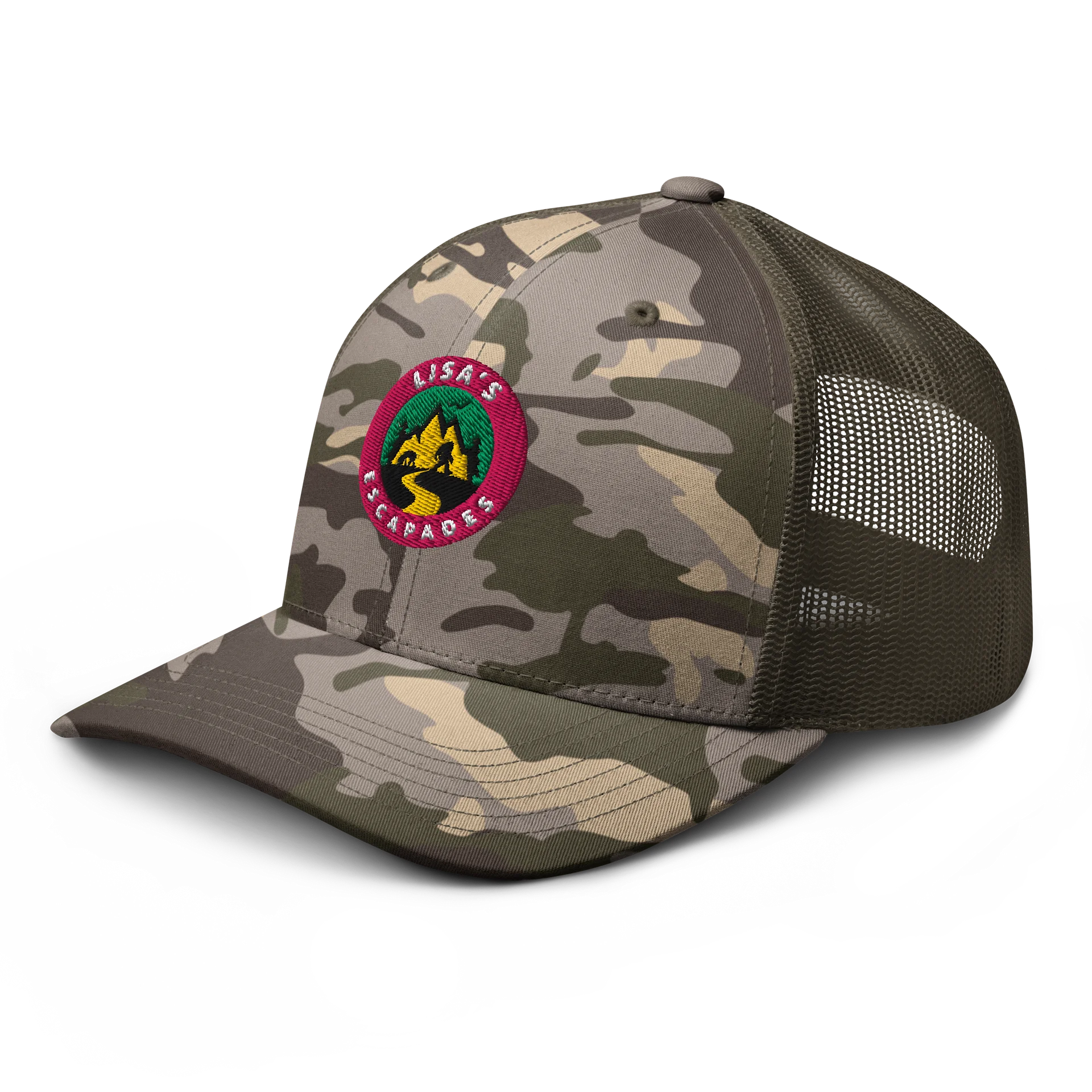 Lisa’s Escapades Adventure Logo Camo Olive Hat product image (4)