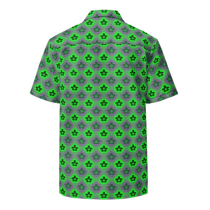 Neon Green Purple Cannabis Button-Down Unisex Shirt, Weird Weed Leaf Art 420 Festival Fashion product image (2)