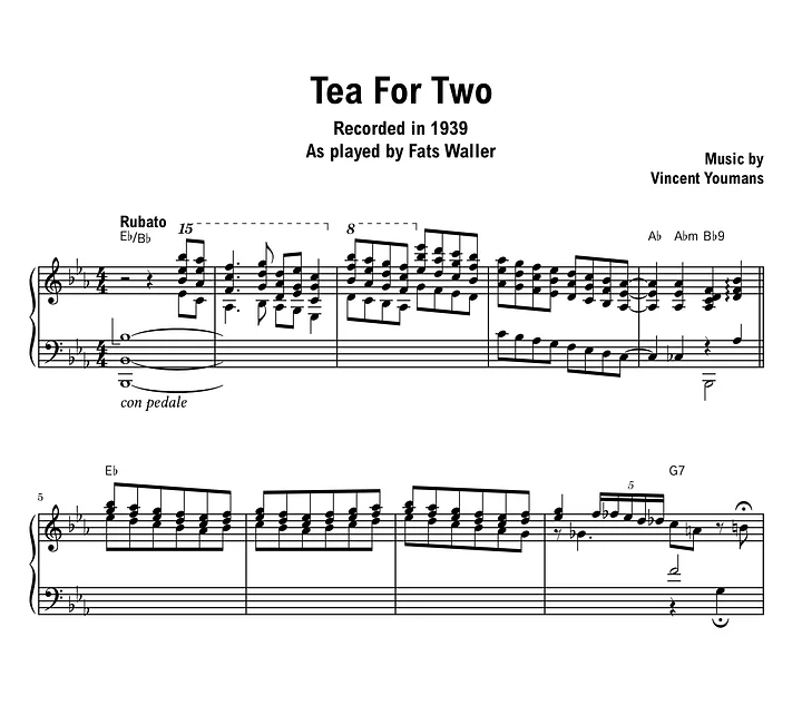 Fats Waller - Tea For Two - Sheet music (PDF) product image (1)