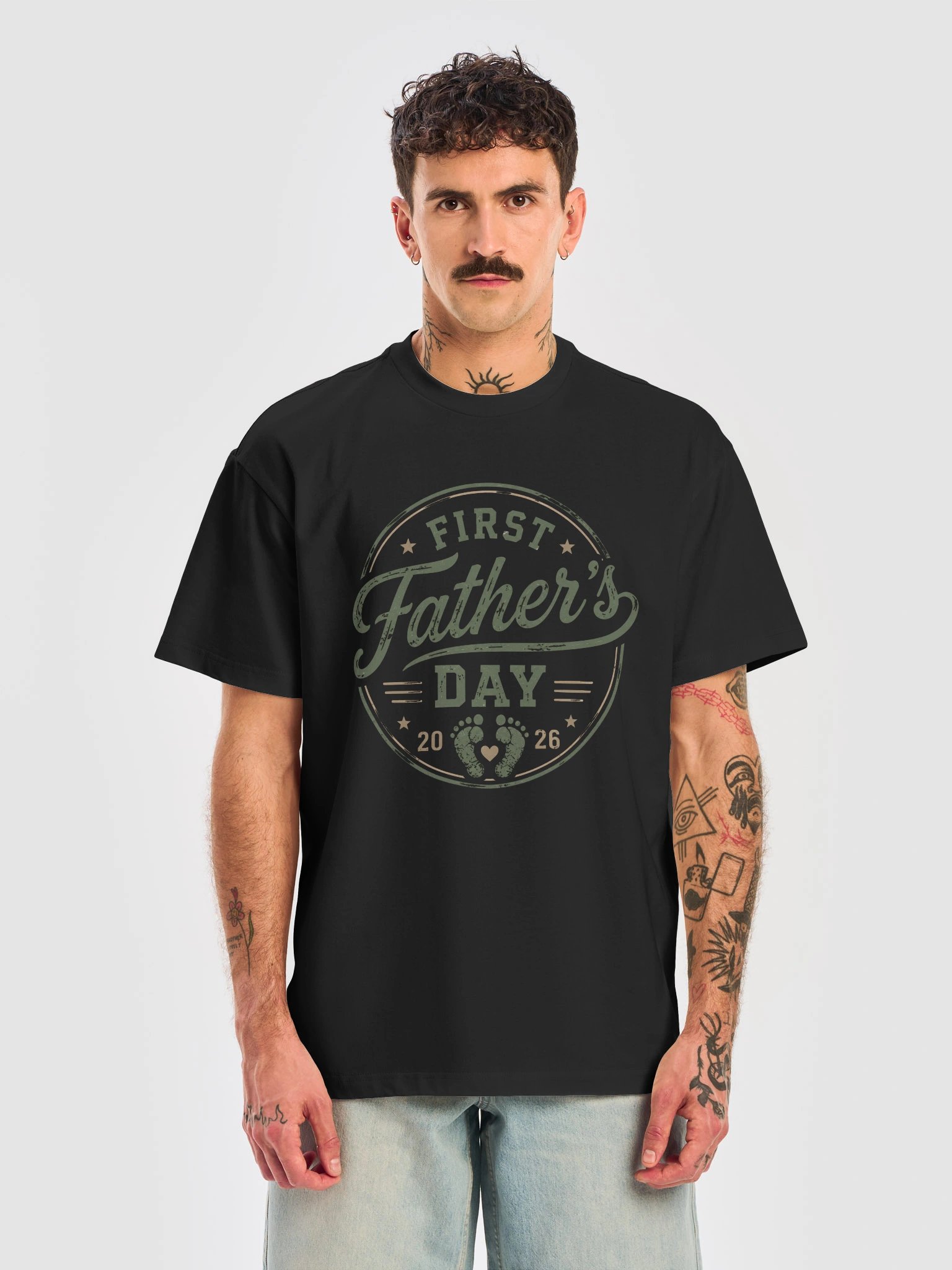 First Father's Day 2026 Gift | Baby Footprints Vintage T-Shirt product image (1)