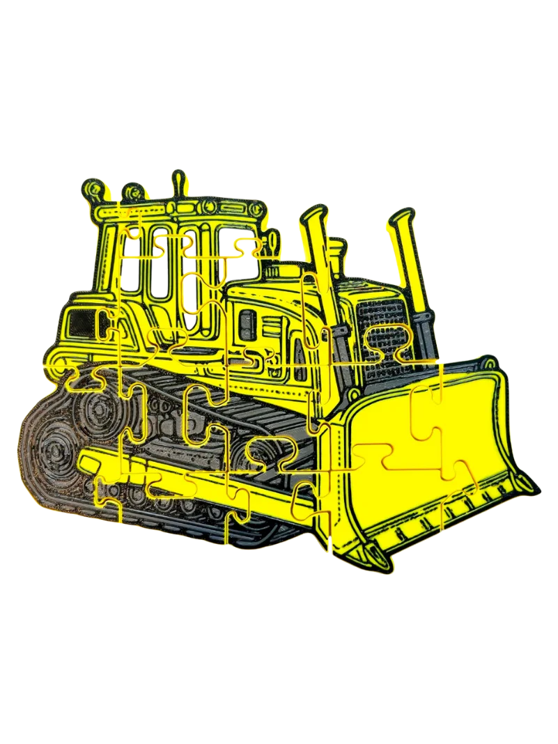 Bulldozer Jigsaw Puzzle, 3D-Printed Chunky Construction Toy for Toddlers, Montessori Play, Gift for Kids product image (1)