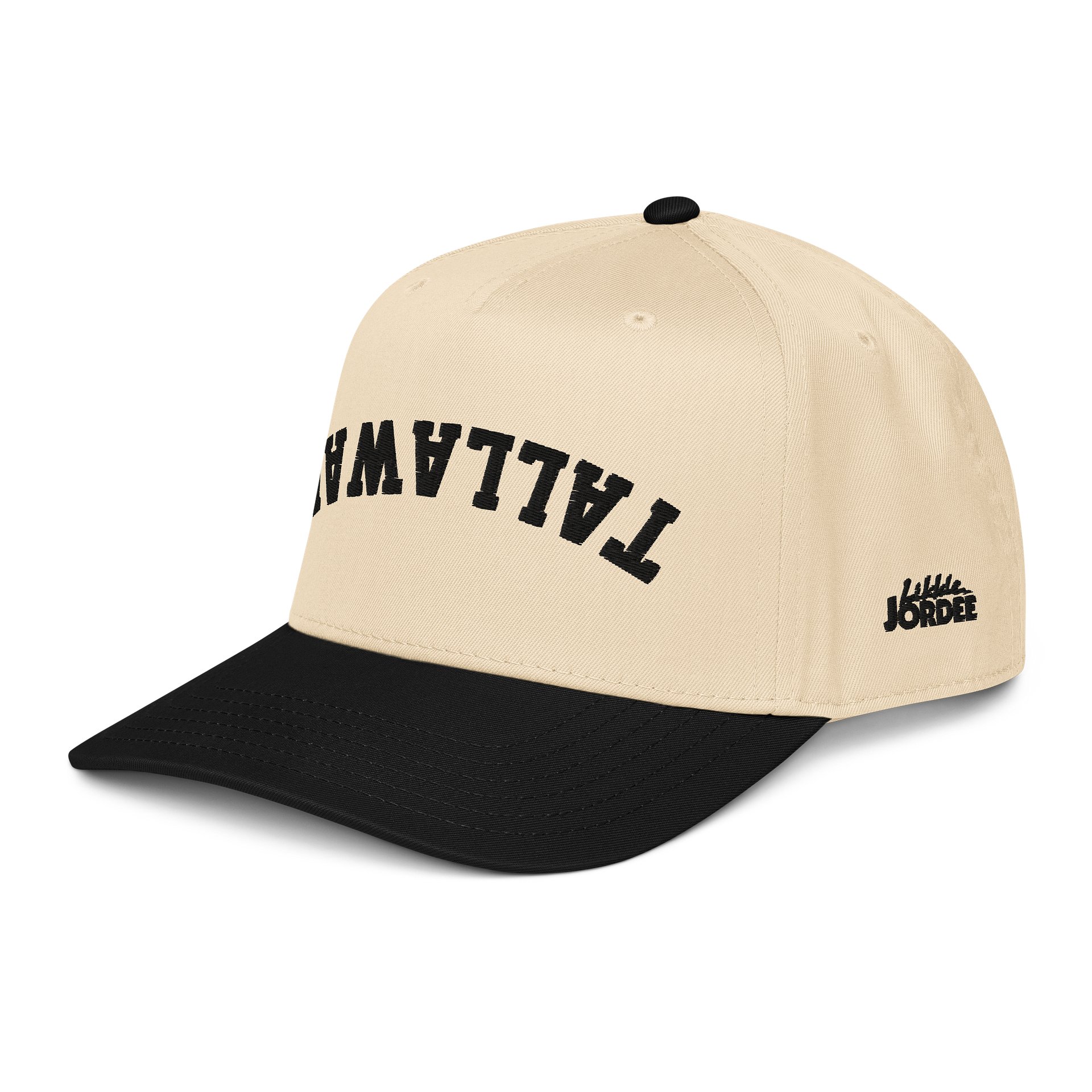 "likkle but TALLAWAH" Two Tone Baseball Cap in Black/Natural product image (3)