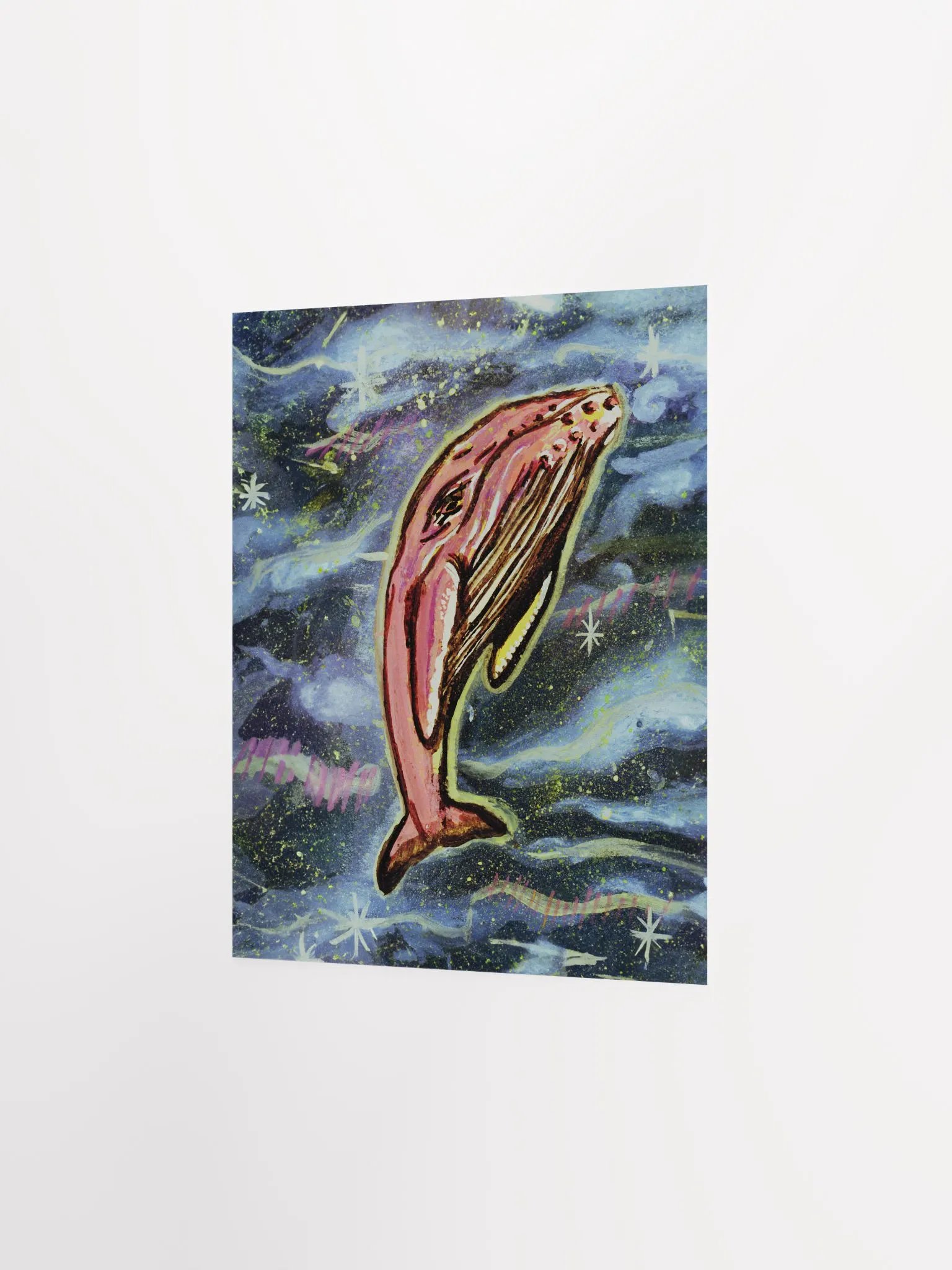 Humpback Whale IN SPACE! - Gouache Art Print (PRINT ONLY) product image (3)