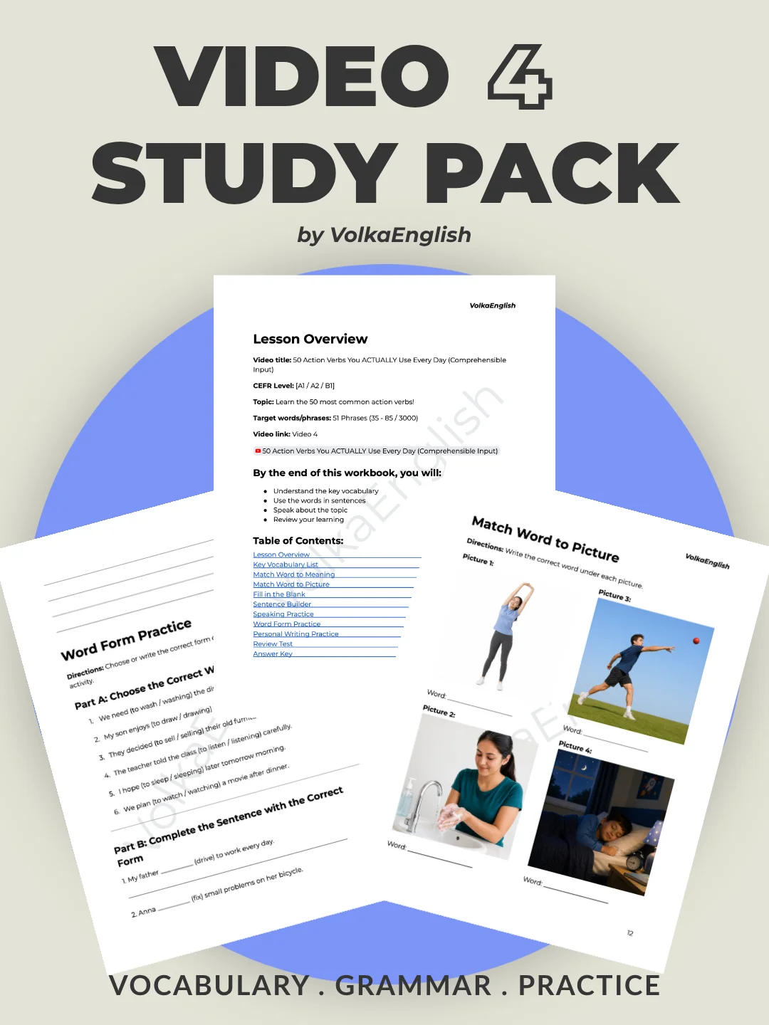 50 Action Verbs You ACTUALLY Use Every Day (Comprehensible Input) - Video 4 Study Pack product image (1)