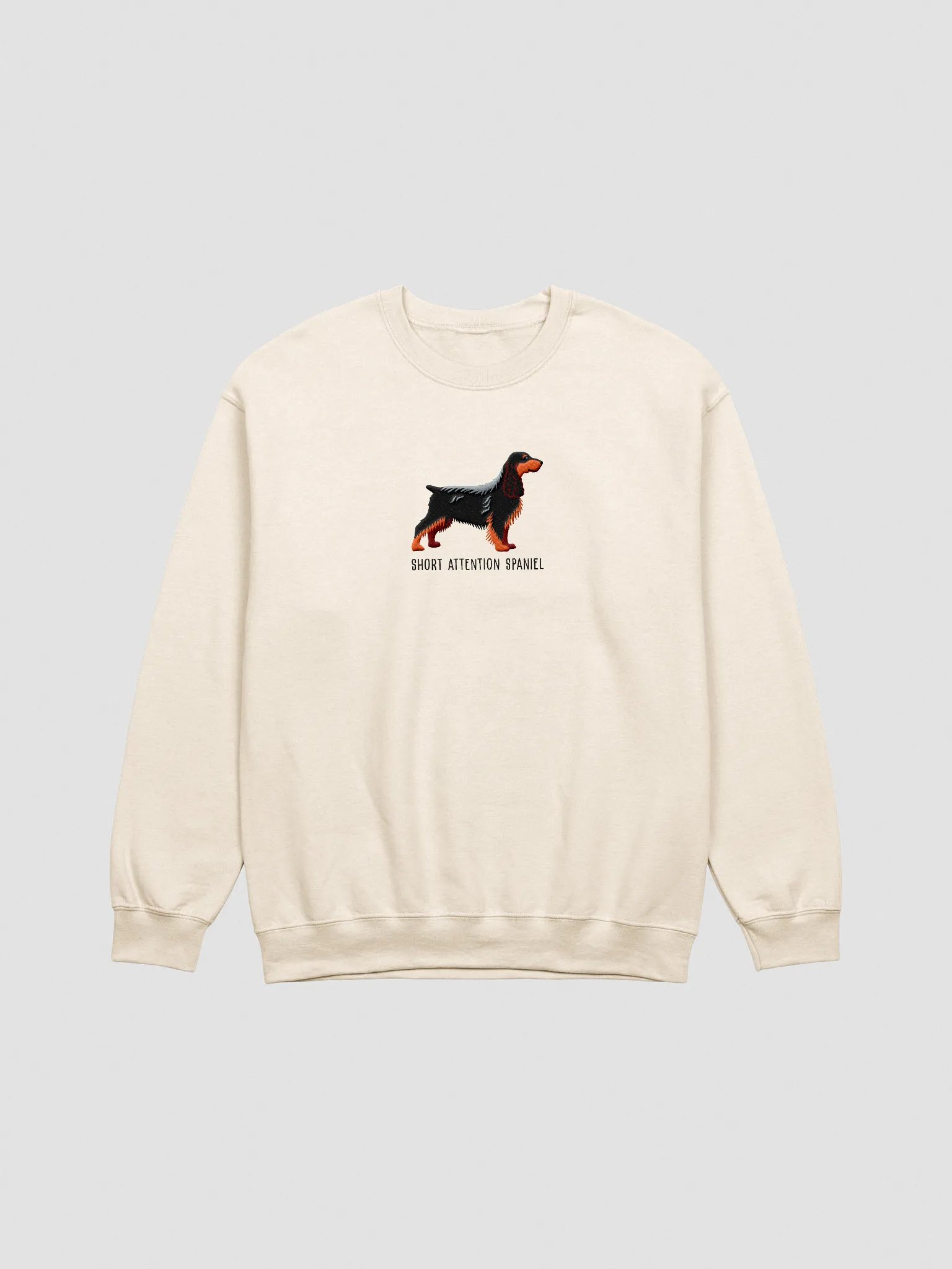 Short Attention Spaniel Sweatshirt (Embroidered) of a Field Spaniel(Black & Tan) product image (3)