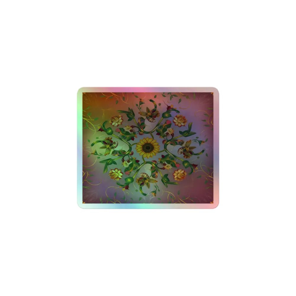 Exclusive Holographic Sunflower Mandala Sticker | Kiss-Cut Vinyl | Perfect for Laptops, Cars & More product image (1)