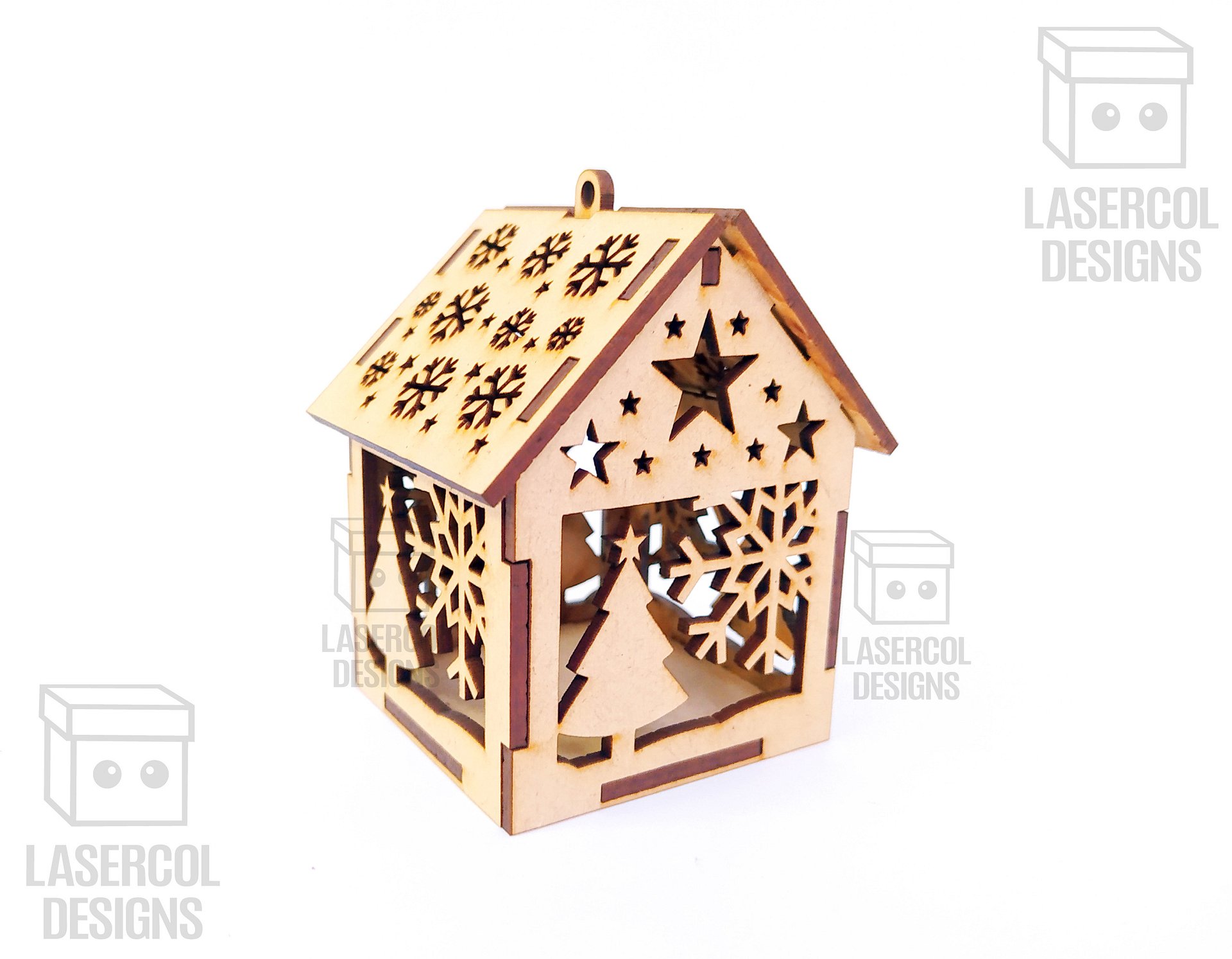Christmas House Ornaments Set 4 (2 Sizes, 5 Styles) - Laser Cut Files product image (6)