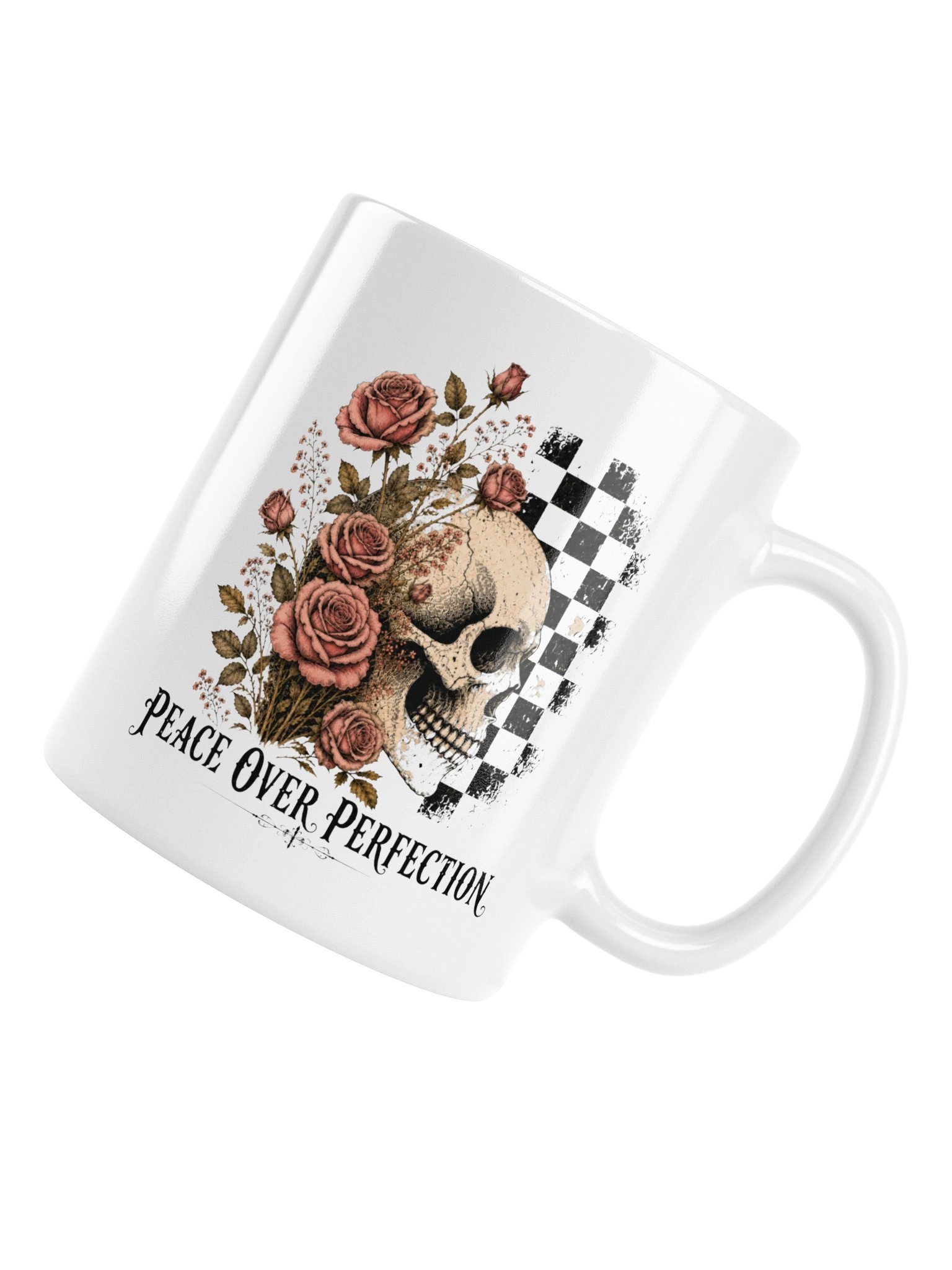 Peace Over Perfection | Vintage Floral Skull Ceramic Mug product image (4)