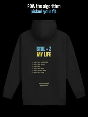 ctrl+z my life. the algorithm knows your size. probably nothing. probably your only hoodie. premium streetwear hoodies for vibe coders, ai engineers, csmajors, crypto degens, and the terminally online. ctrl+z my life. probably nothing. gpt did my schoolwork. trust the algorithm. fine-tuned for chaos. the rest of the catalogue lives at the same address. neuraldrip.store #neuraldrip #aistreetwear #devhumor #vibecoded #aimemes #streetwearbrand #graphictees #campusfit #cyberpunkstyle #cryptotwitter #terminallycoded #csmajor