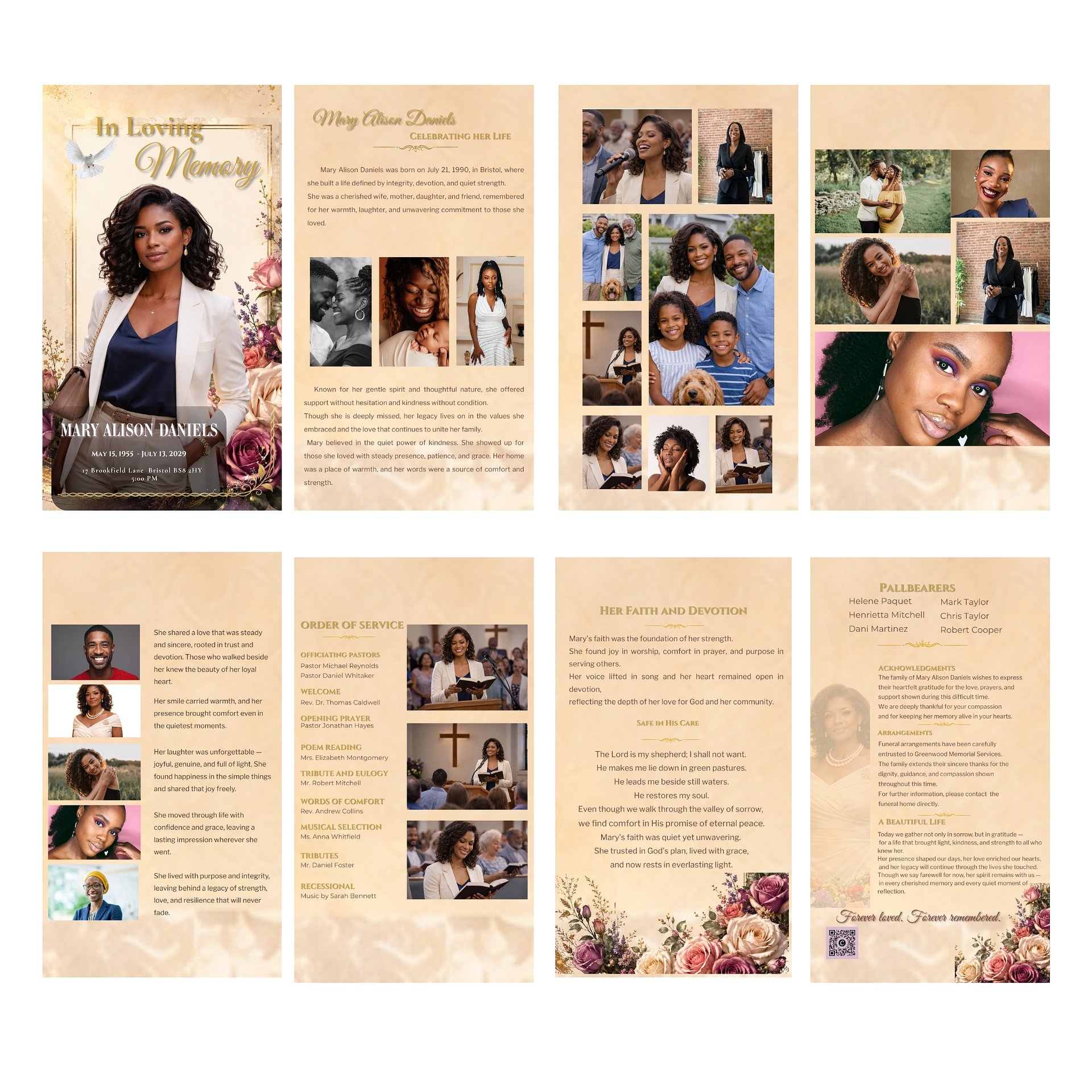 Celebration of Life Obituary Template for Woman – 8 Page Canva Funeral Program product image (4)