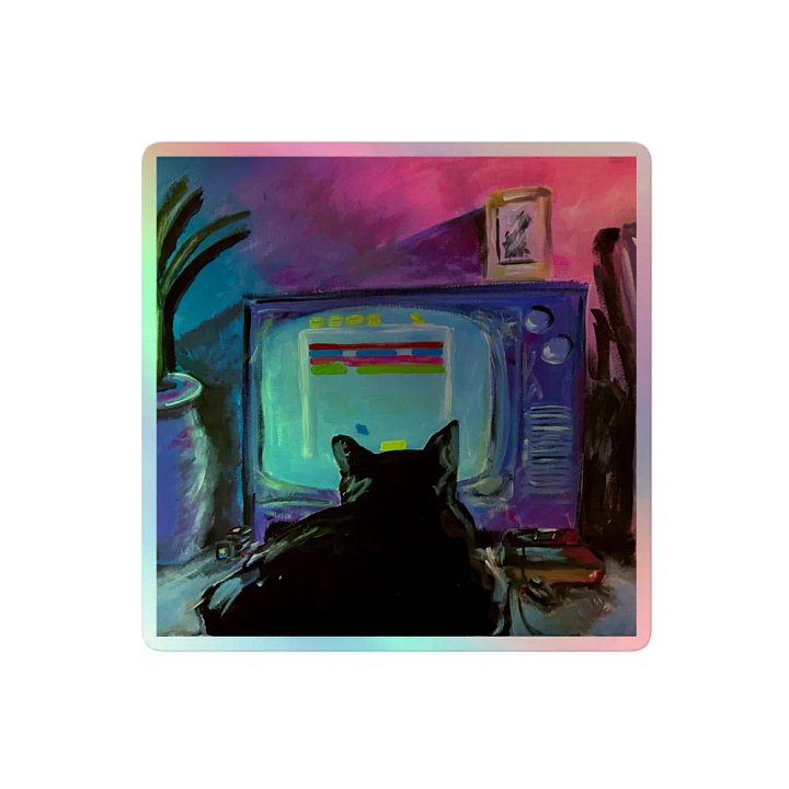 Retro Cat Gaming Holographic Sticker Set product image (2)