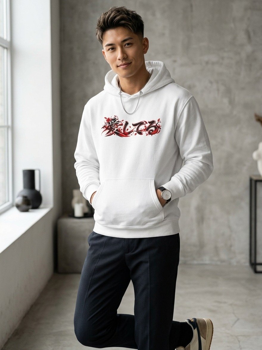 Red Blossom Japanese Calligraphy Hoodie product image (23)