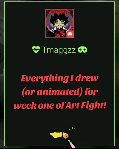 Instagram's cropping sucks AND I couldn't post the gifs I made. So like, just visit my Art Fight page to see everything fully...