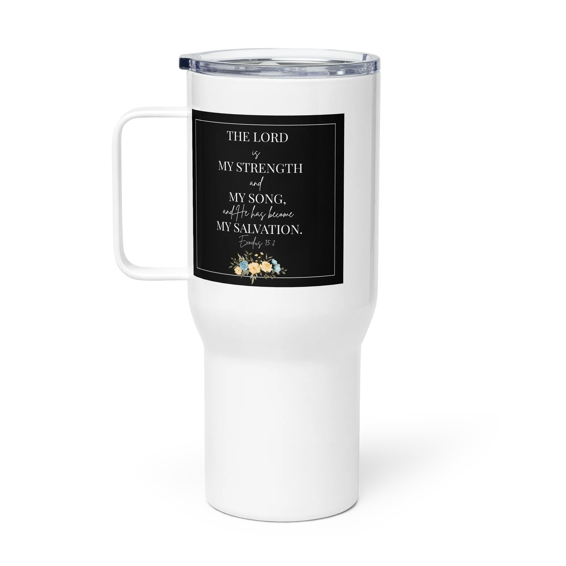 Exodus 15:2 Travel Mug with a Handle - Floral Design product image (1)