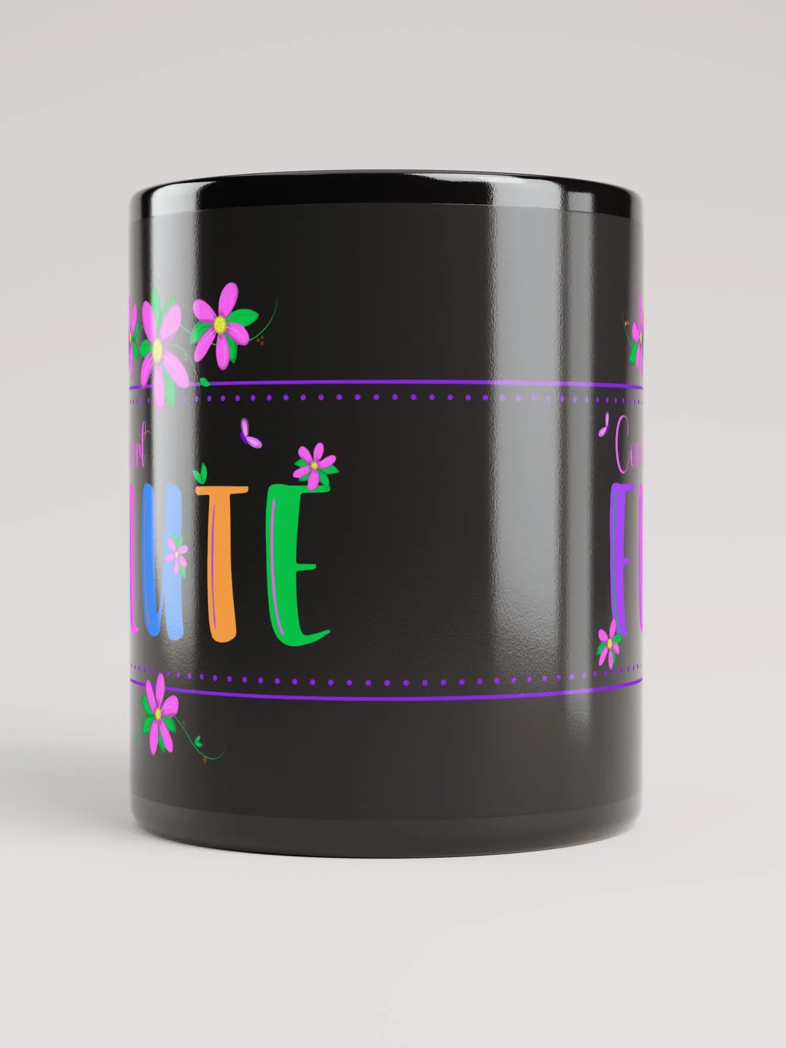Floral Flutes Black Glossy Mug - Concert Flute product image (5)