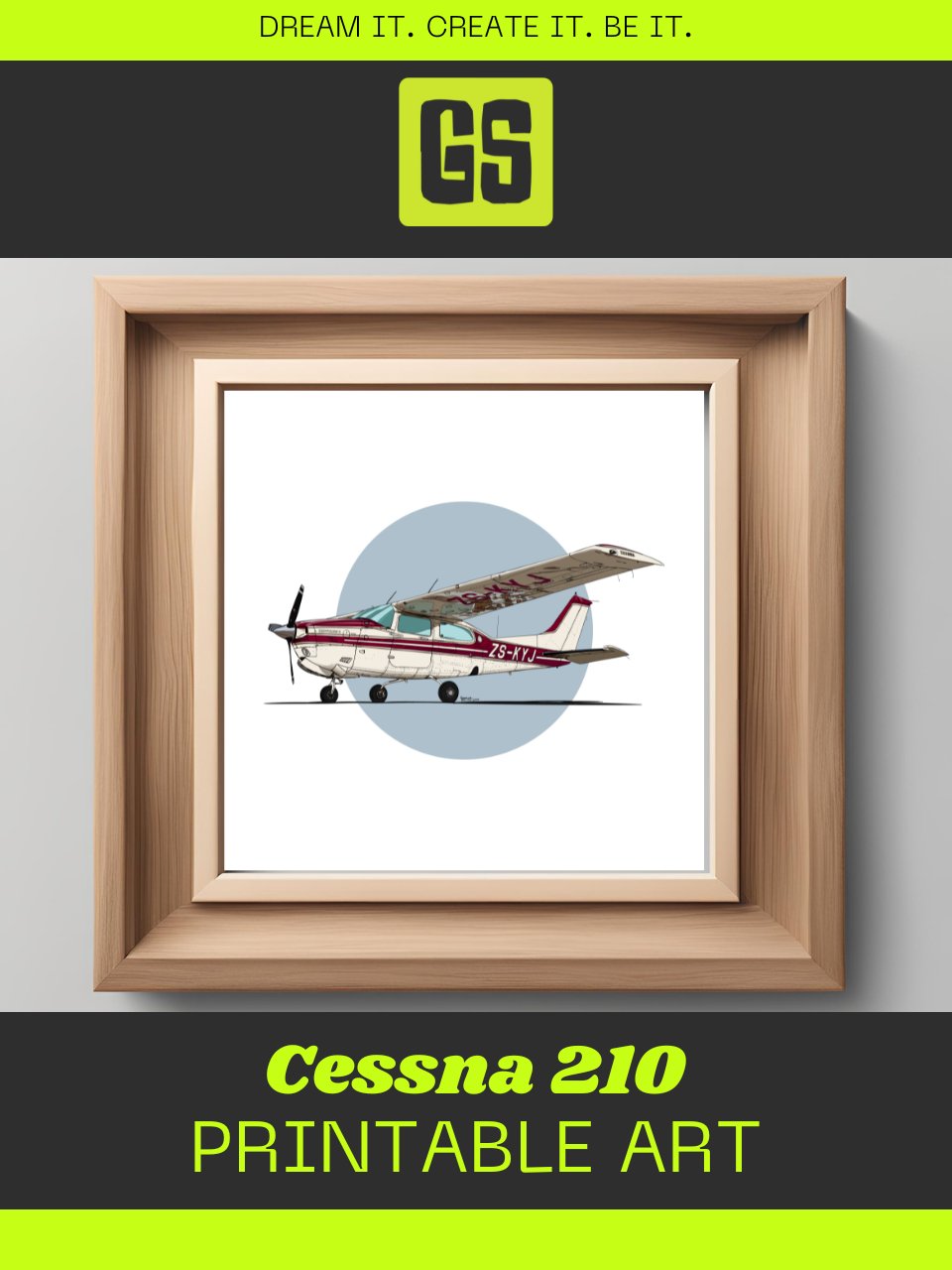 Cessna 210 Centurion ZS-KYJ Digital Printable Aviation Art Square Size Perfect Gift for Pilots & Enthusiasts product image (4)