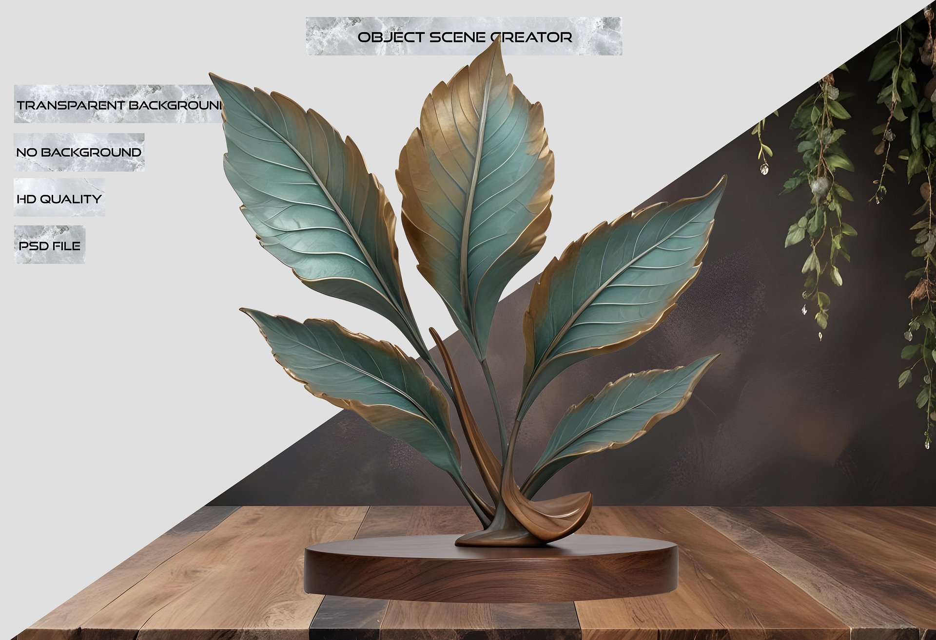 Bronze Euphoria – Nature-Inspired Sculpture PNG product image (2)