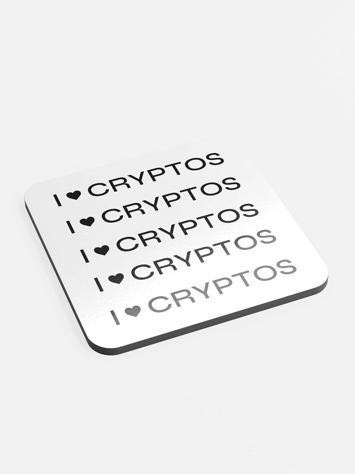 I Love Cryptos Cork Coaster White product image (1)