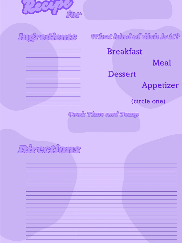 March's Planner Design - Recipes Sheets (A5 Size) product image (1)