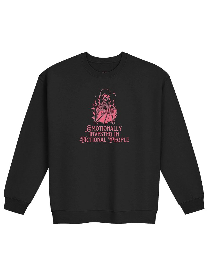emotionally invested in fictional people skeleton sweatshirt product image (1)