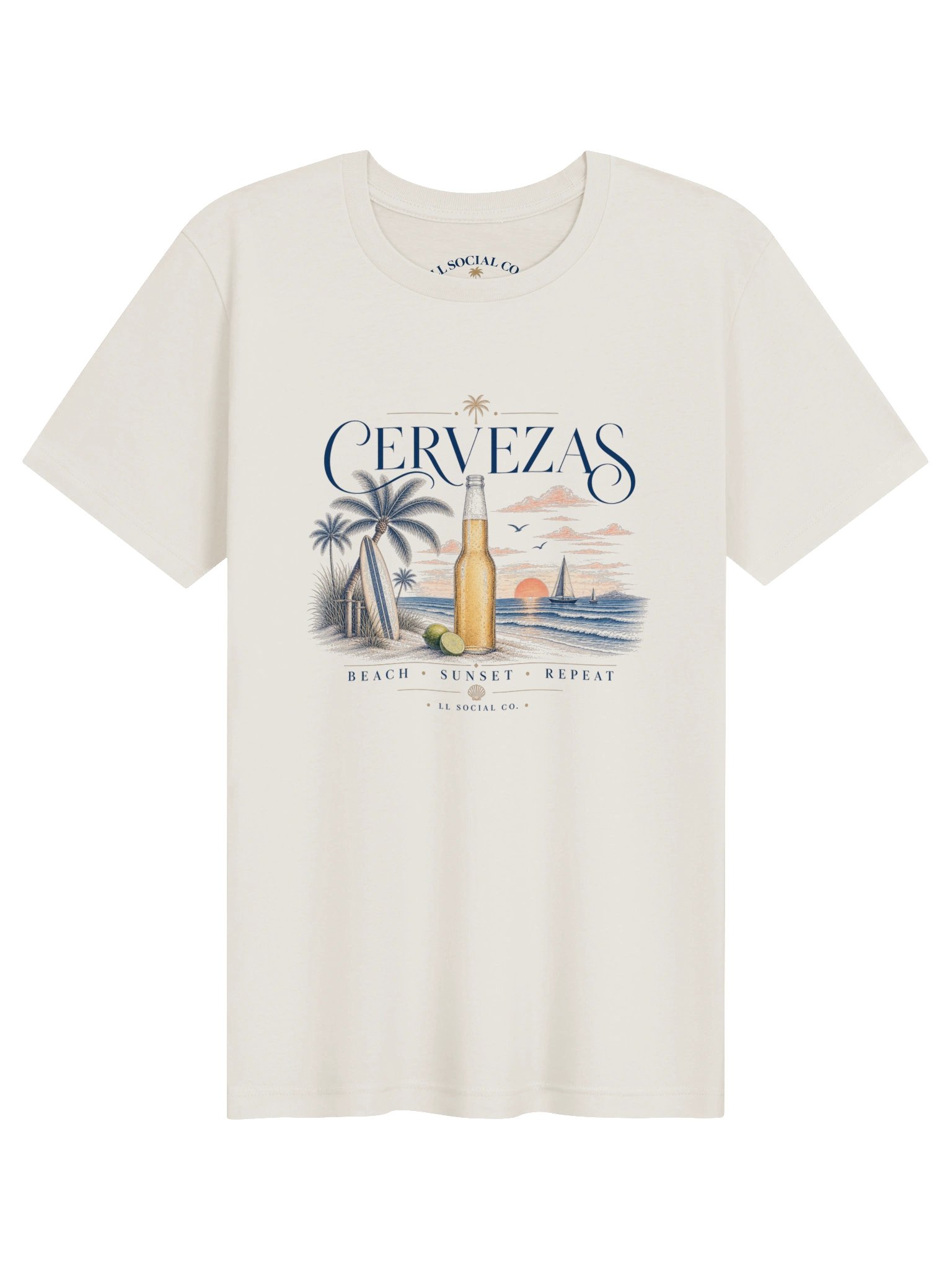 Cervezas Beach Sunset Repeat - Unisex Resort Tee product image (1)