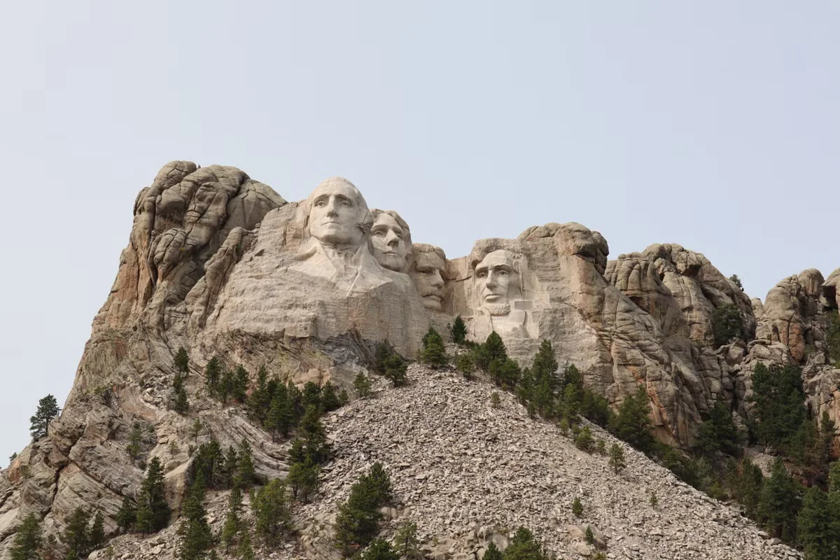 Mount Rushmore in South Dakota, representing 1 million YouTube subscribers and the Gold Play Button