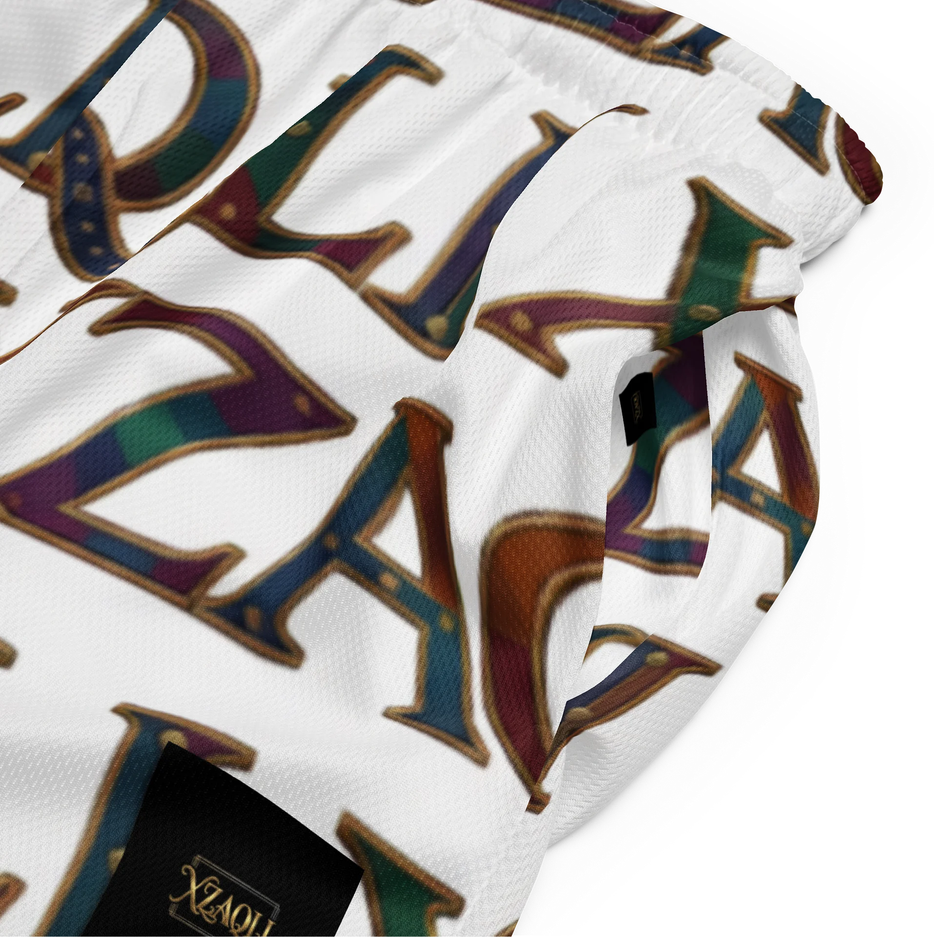 XZAQLI Men's Ivory Monogram Mesh Shorts product image (3)