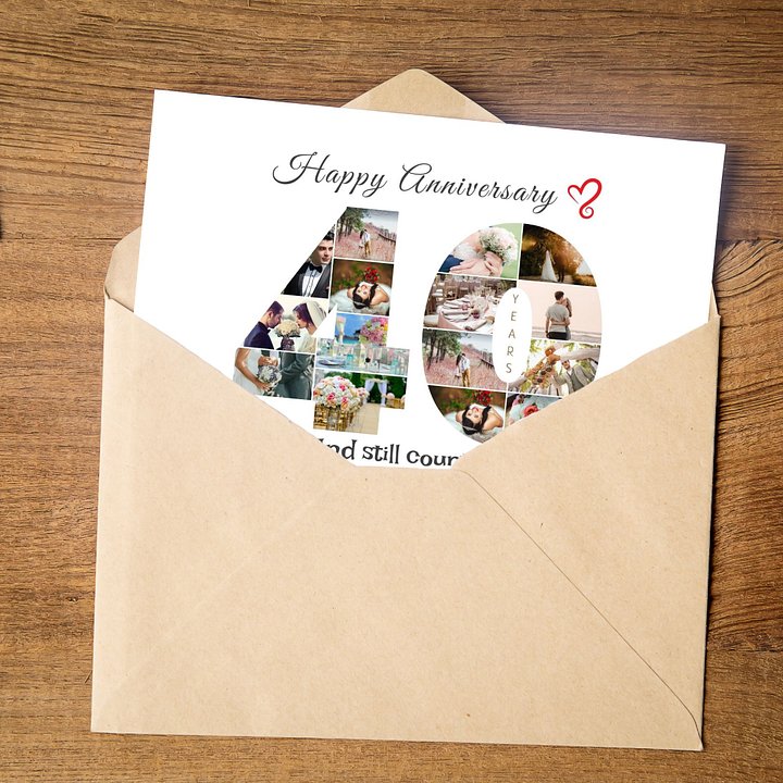 40 Year Anniversary Photo Card Editable Canva Template product image (2)