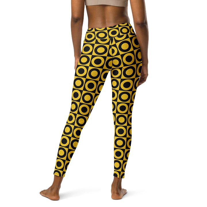 Retro Circles Leggings - Black and Yellow Geometric Pattern product image (2)