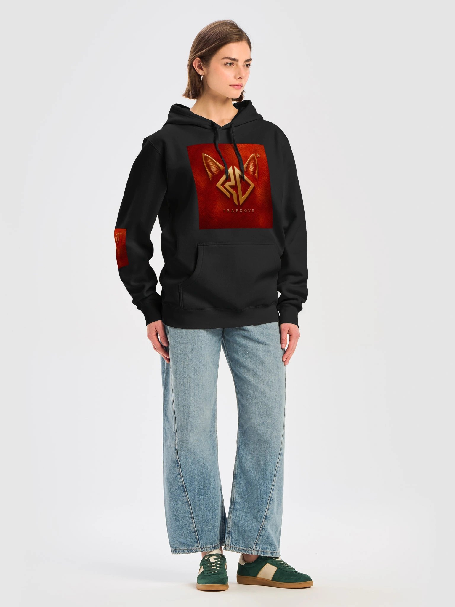 PEAFDOVE® RED CAT SIGNAL — Black Hoodie product image (6)