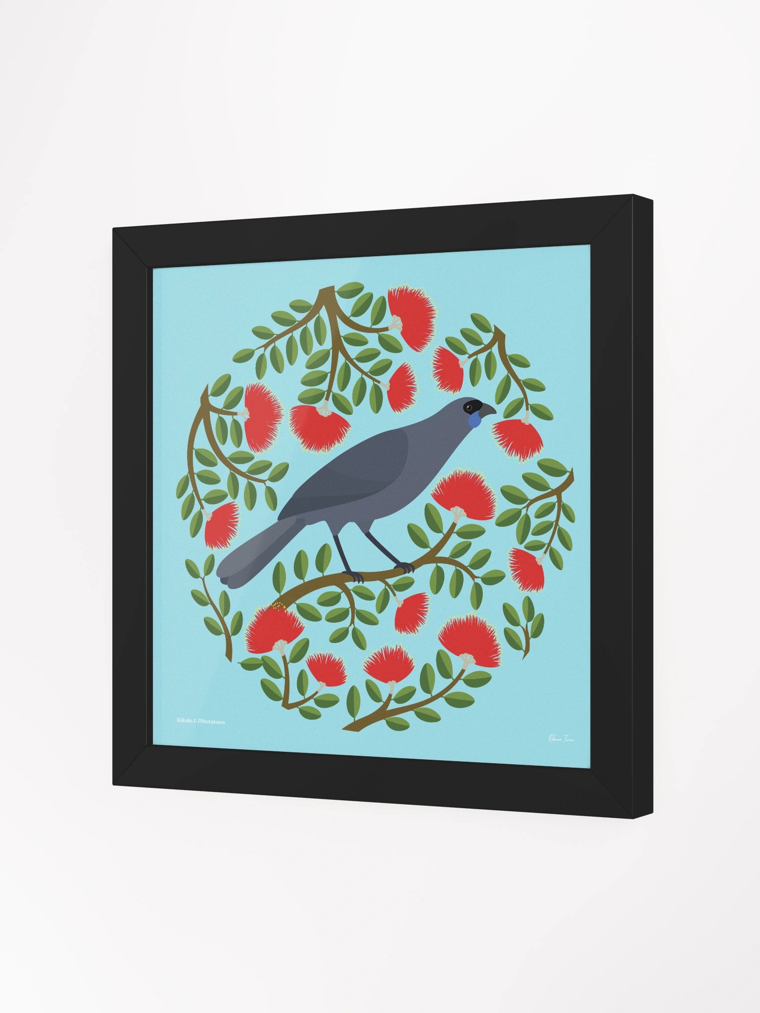 Kōkako in Pōhutukawa Framed Wall Art product image (2)