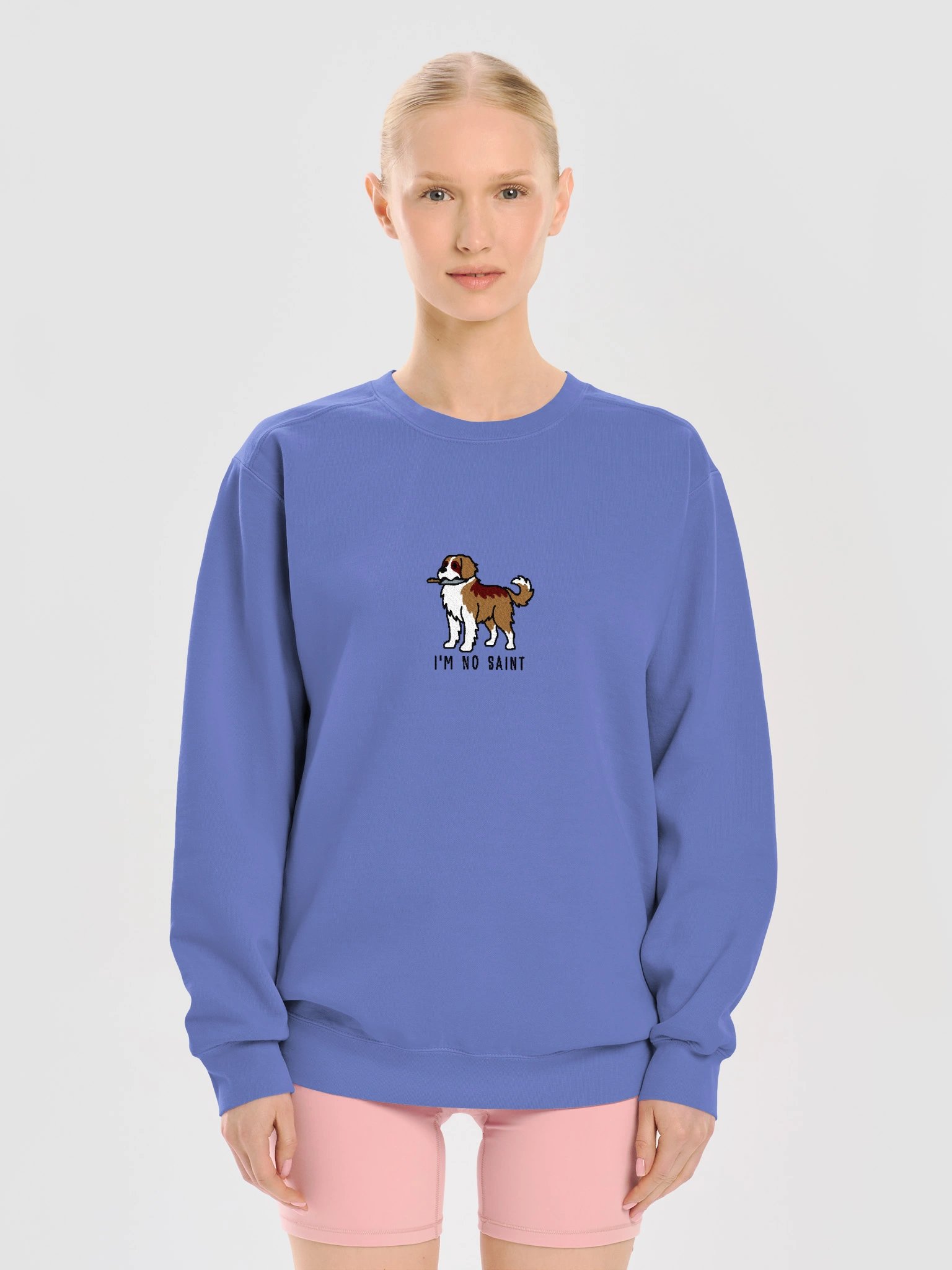 I'm No Saint Funny Chibi-Style Embroidered Premium Sweatshirt for Saint Bernard(Tan) Owners product image (13)
