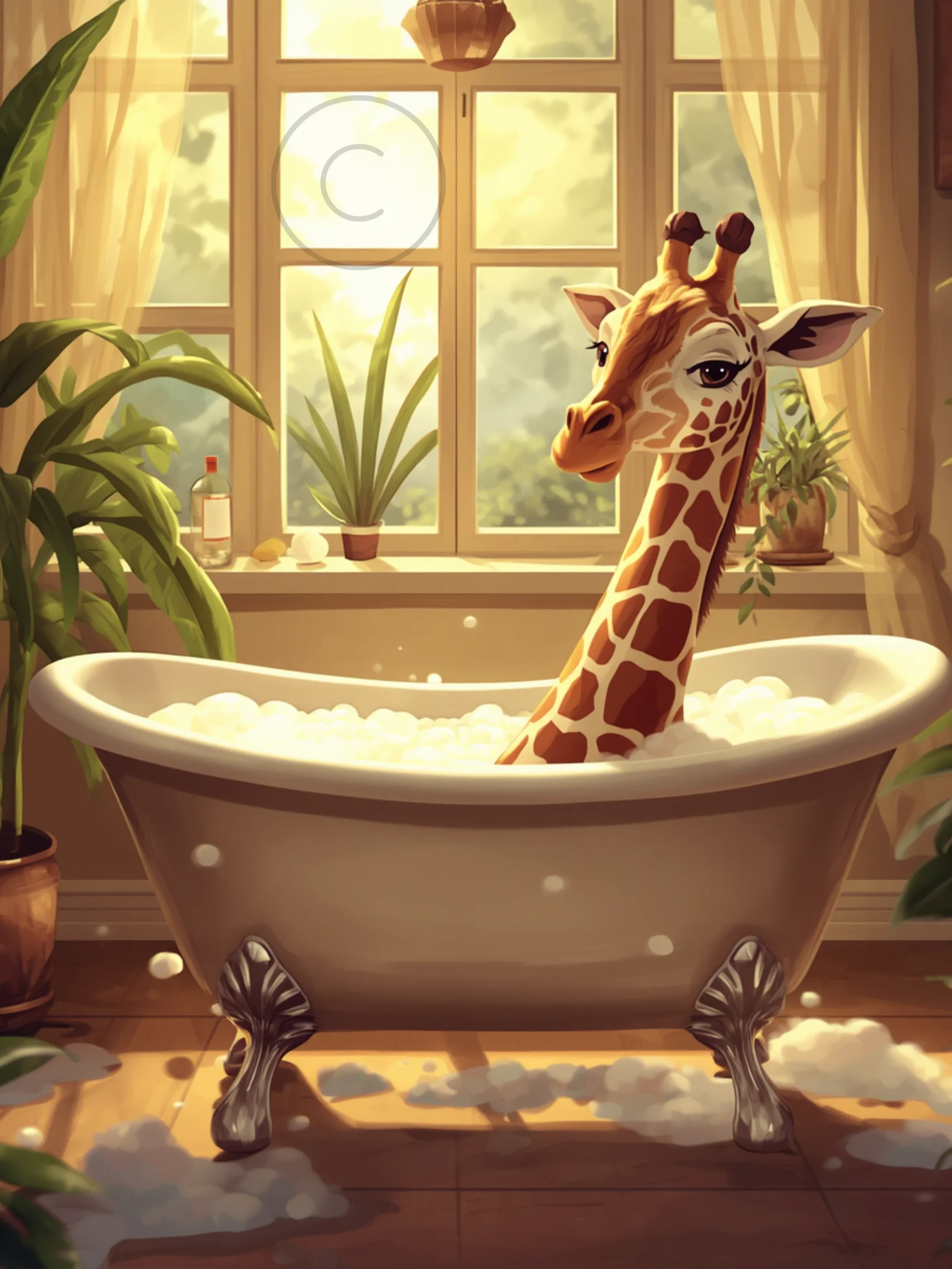 Giraffe in the Bathtub Poster product image (1)