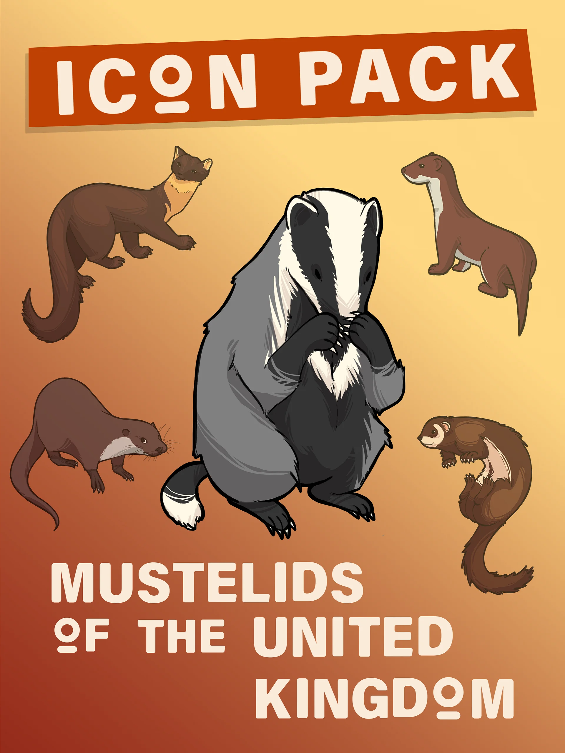Mustelids of the UK - Illustrated Icon Pack product image (1)