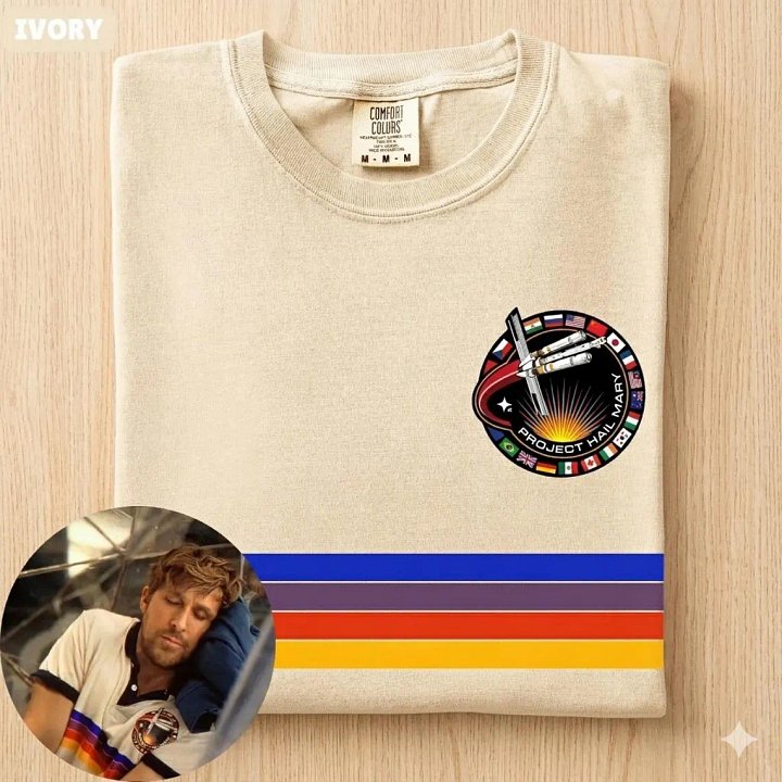 Project Hail Mary Shirt, Retro Space Mission Tee, Comfort Colors Vintage Striped Shirt, Sci-Fi Bookish Merch, Astronaut Graphic T-Shirt product image (2)