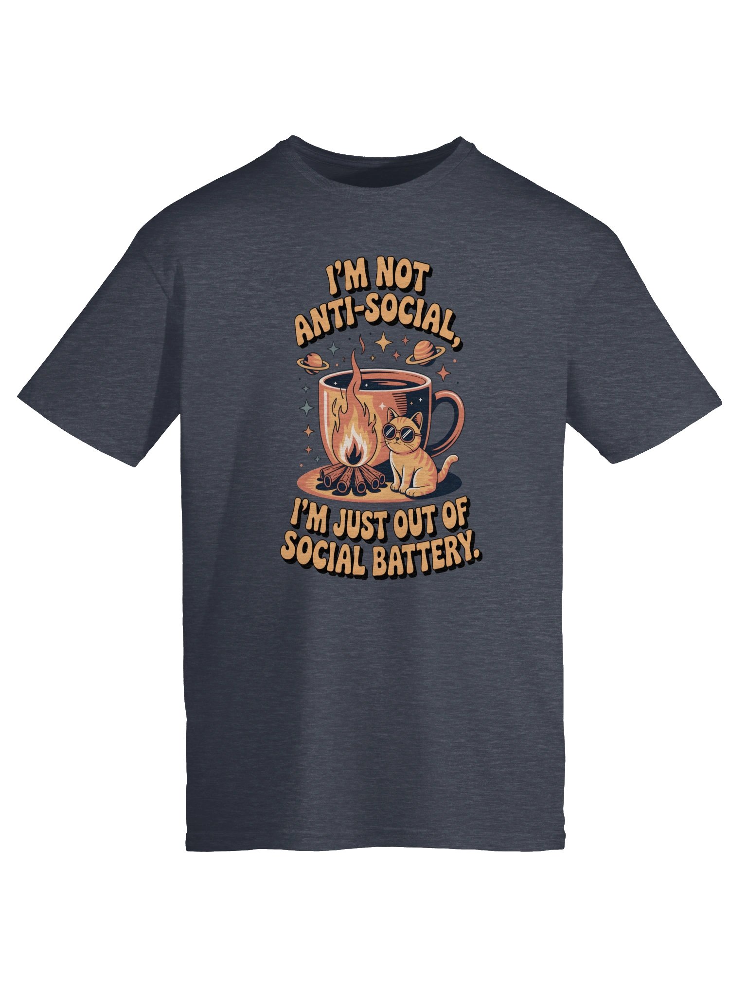 Funny Introvert Cat Coffee T-Shirt – “I’m Not Anti-Social” Graphic Tee product image (5)