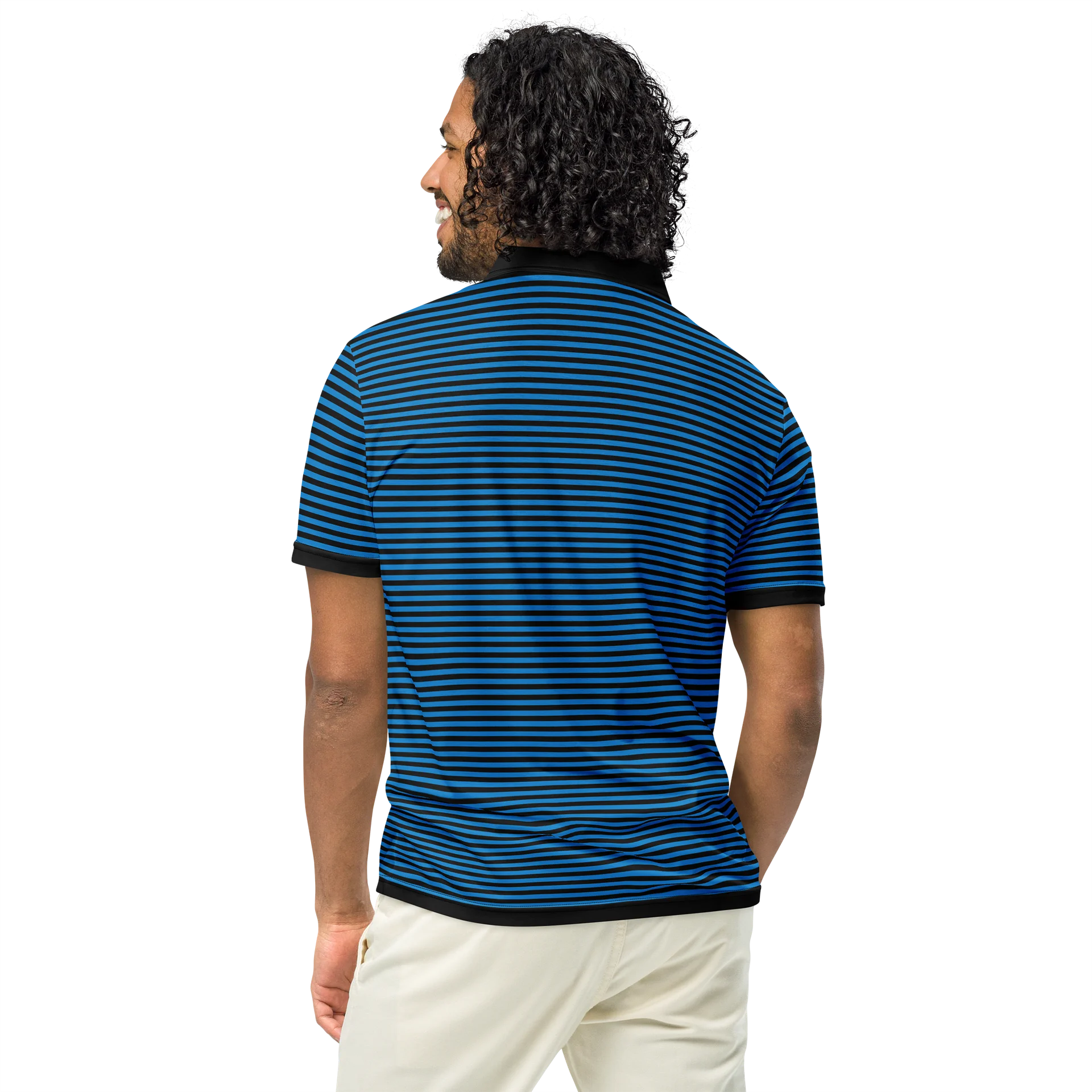 Blue Blaque and White Stripped Kat Skull Polo product image (5)