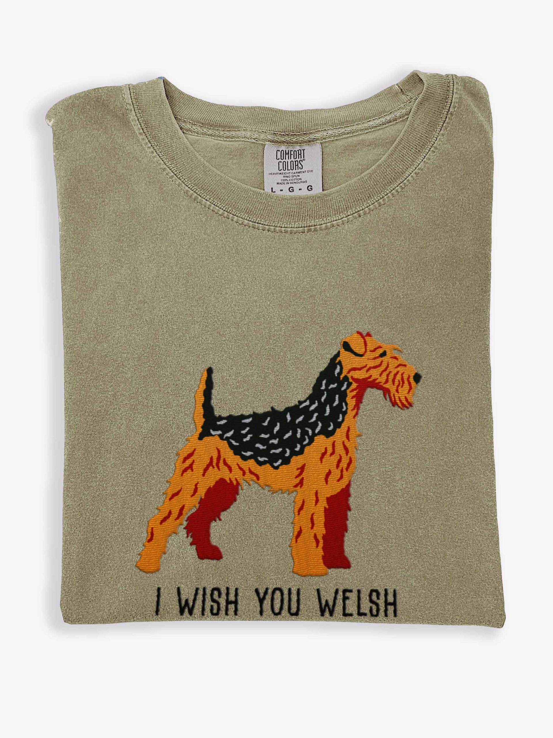 I Wish You Welsh T-Shirt(Embroidered) of a Welsh Terrier(Black & Tan) product image (1)